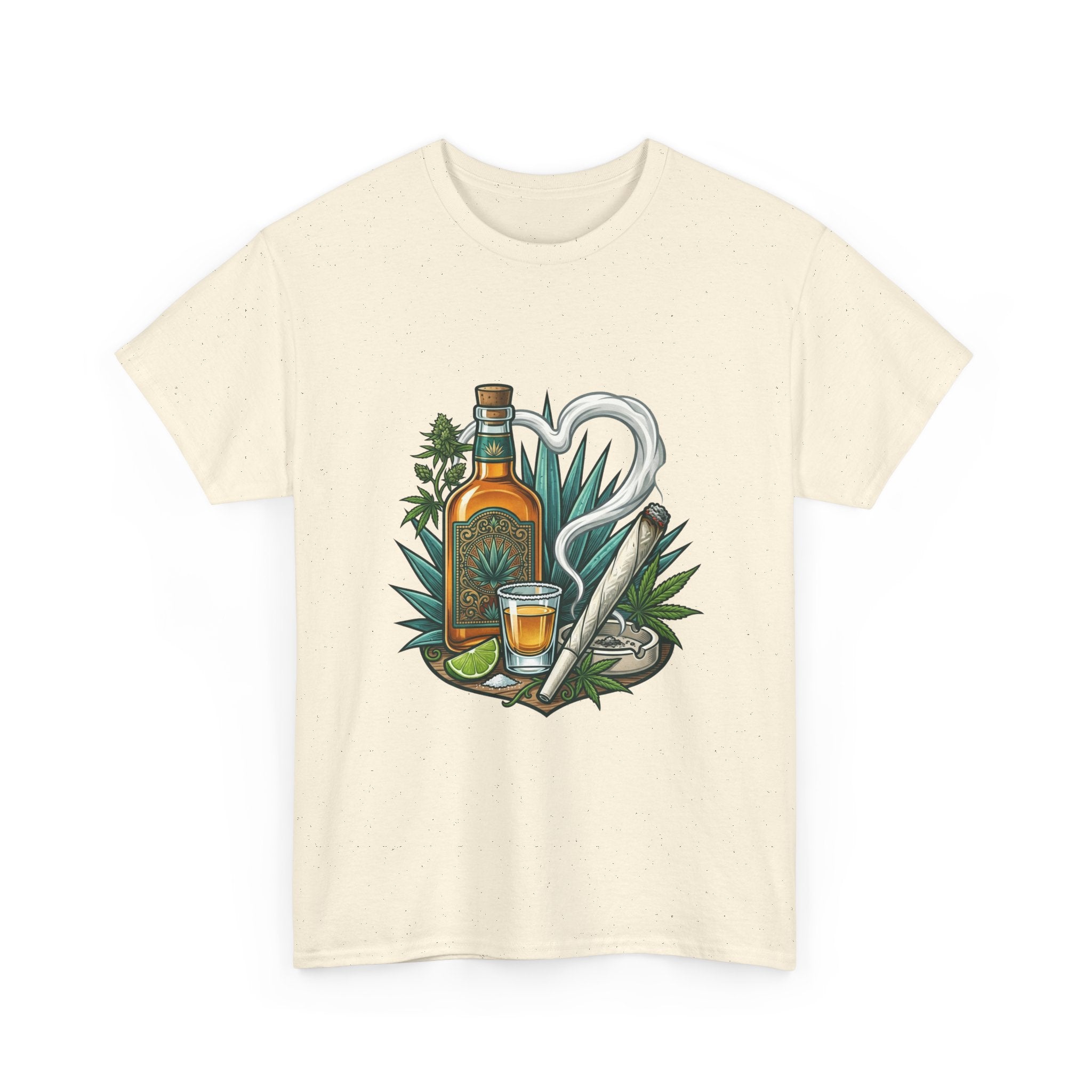 Tequila Bottle & Joint T‑Shirt — Agave Lime Margarita Design