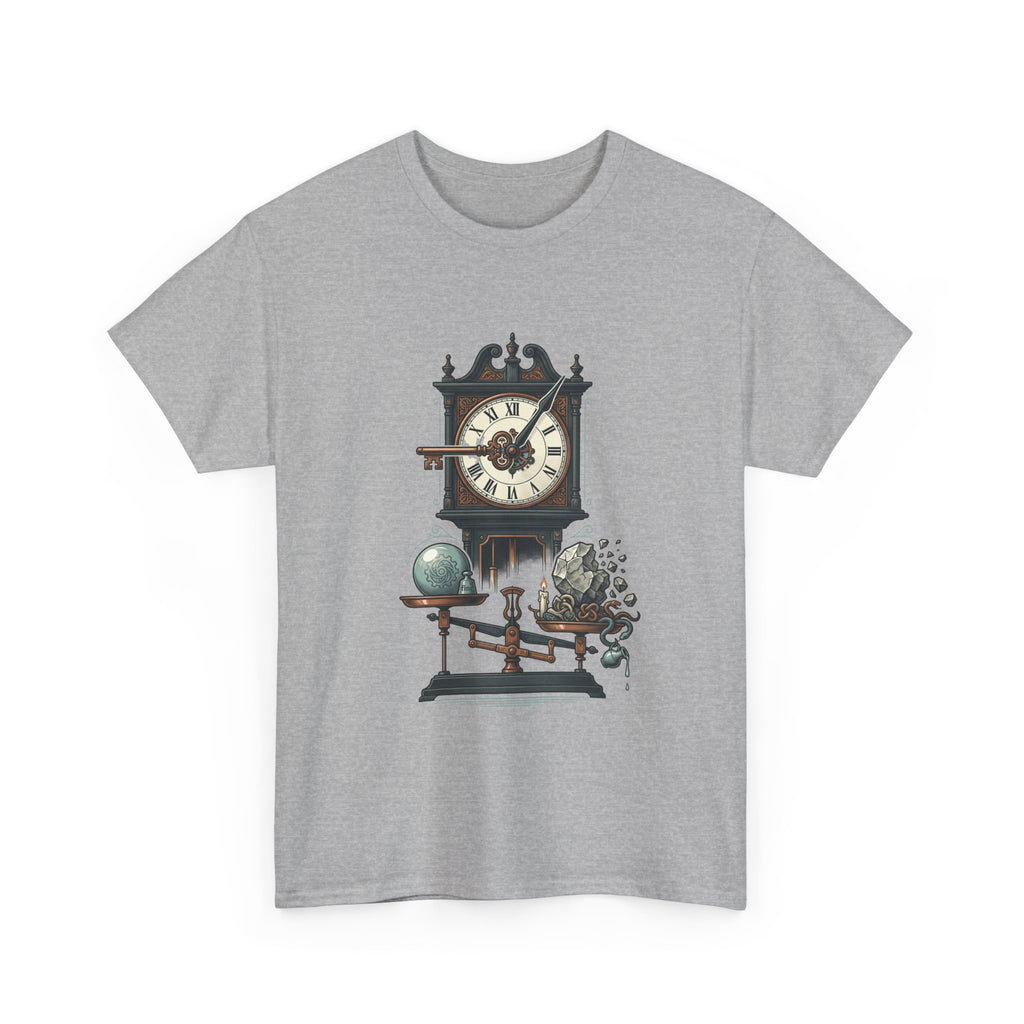 Vintage Clock & Globe Tee — Steampunk Timekeeper Graphic T-Shirt