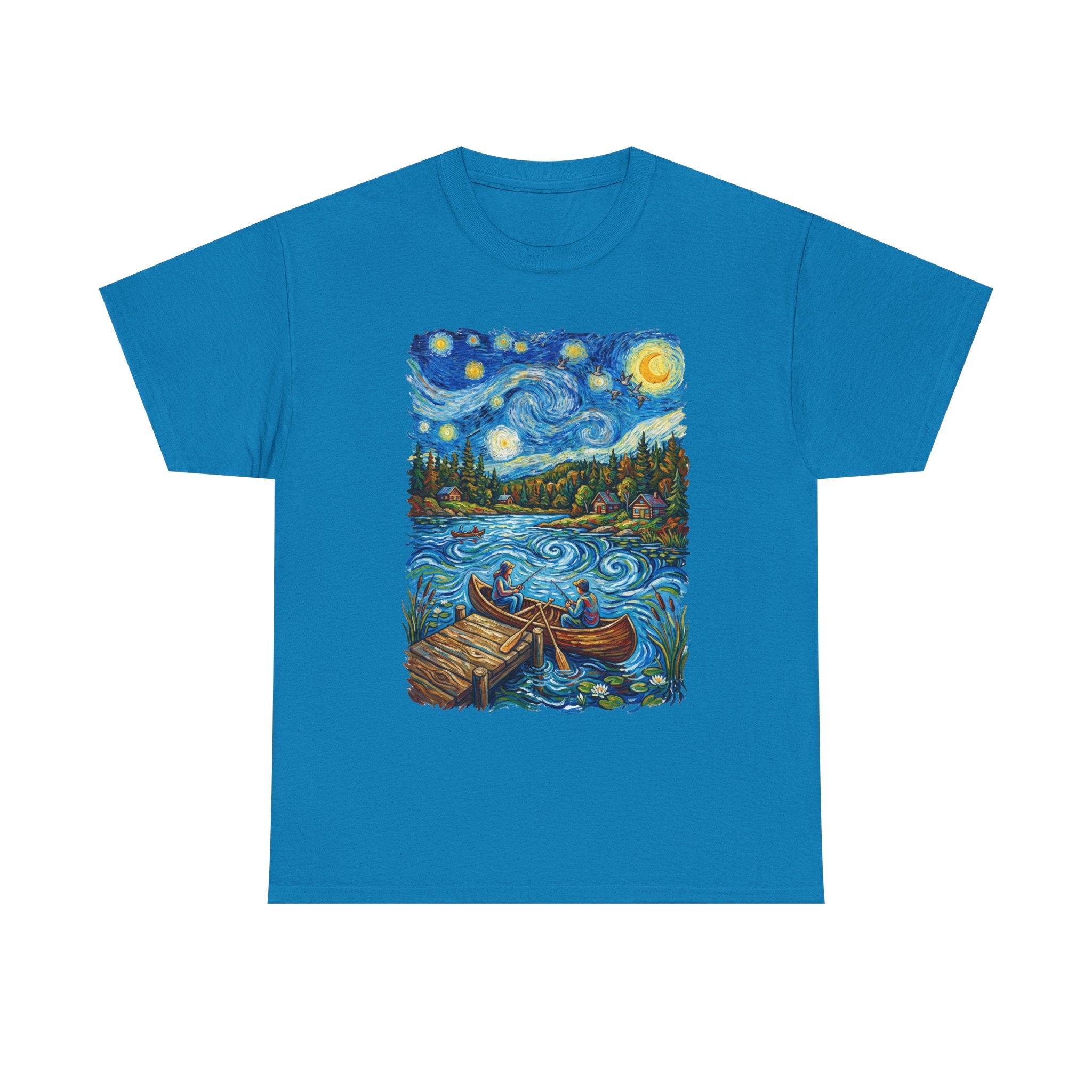 Starry Night Lake T-Shirt — Canoe Dock Scenic Tee
