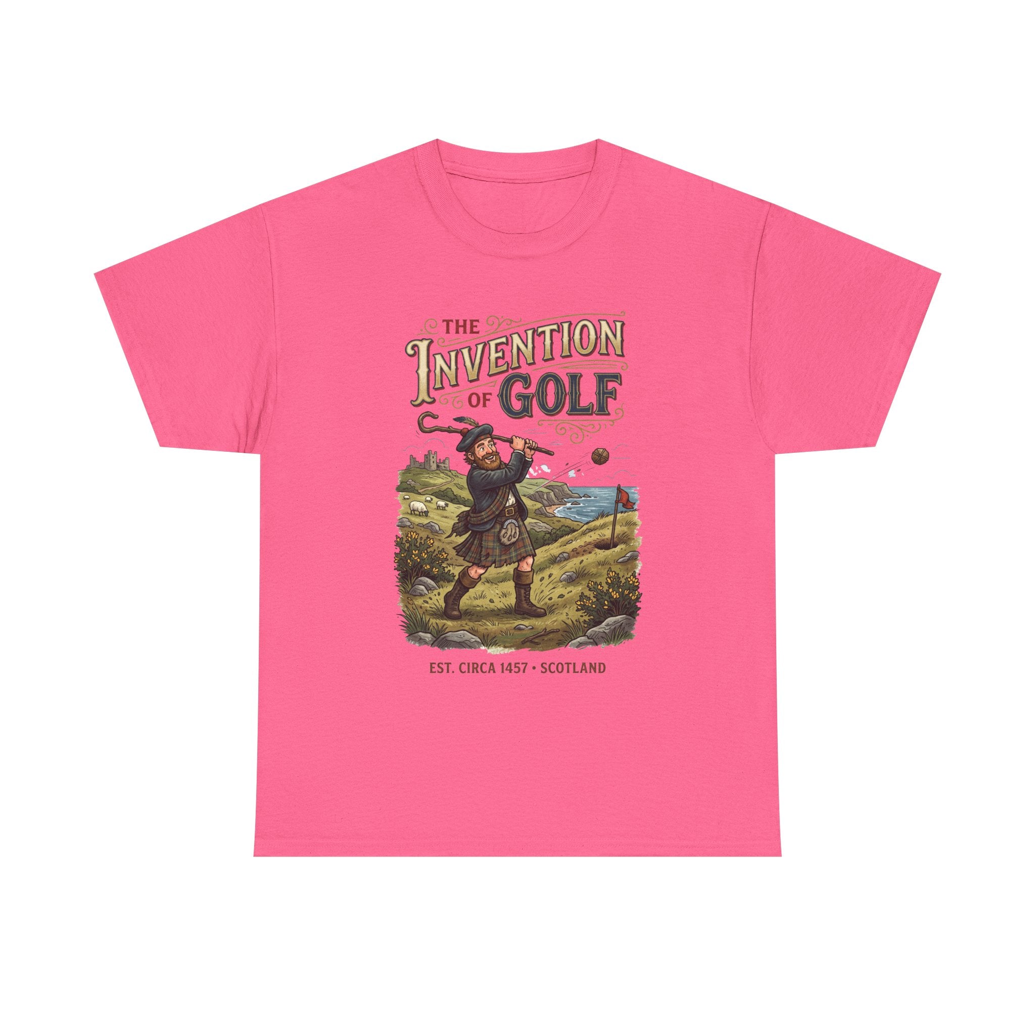 Golf T-Shirt — "The Invention of Golf" Vintage Scotland Design