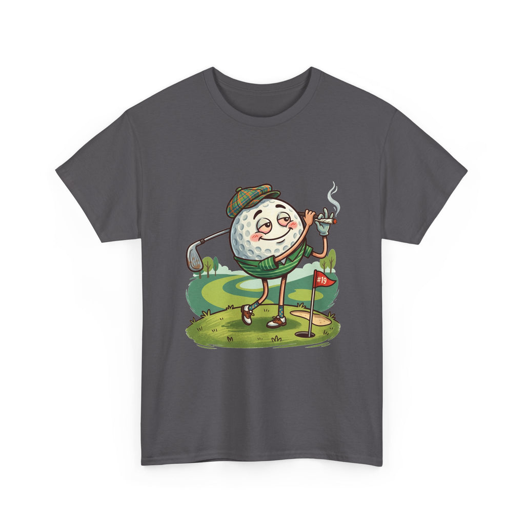 Golf Ball Character Weed T‑Shirt — Funny Retro Golfer Cartoon Tee