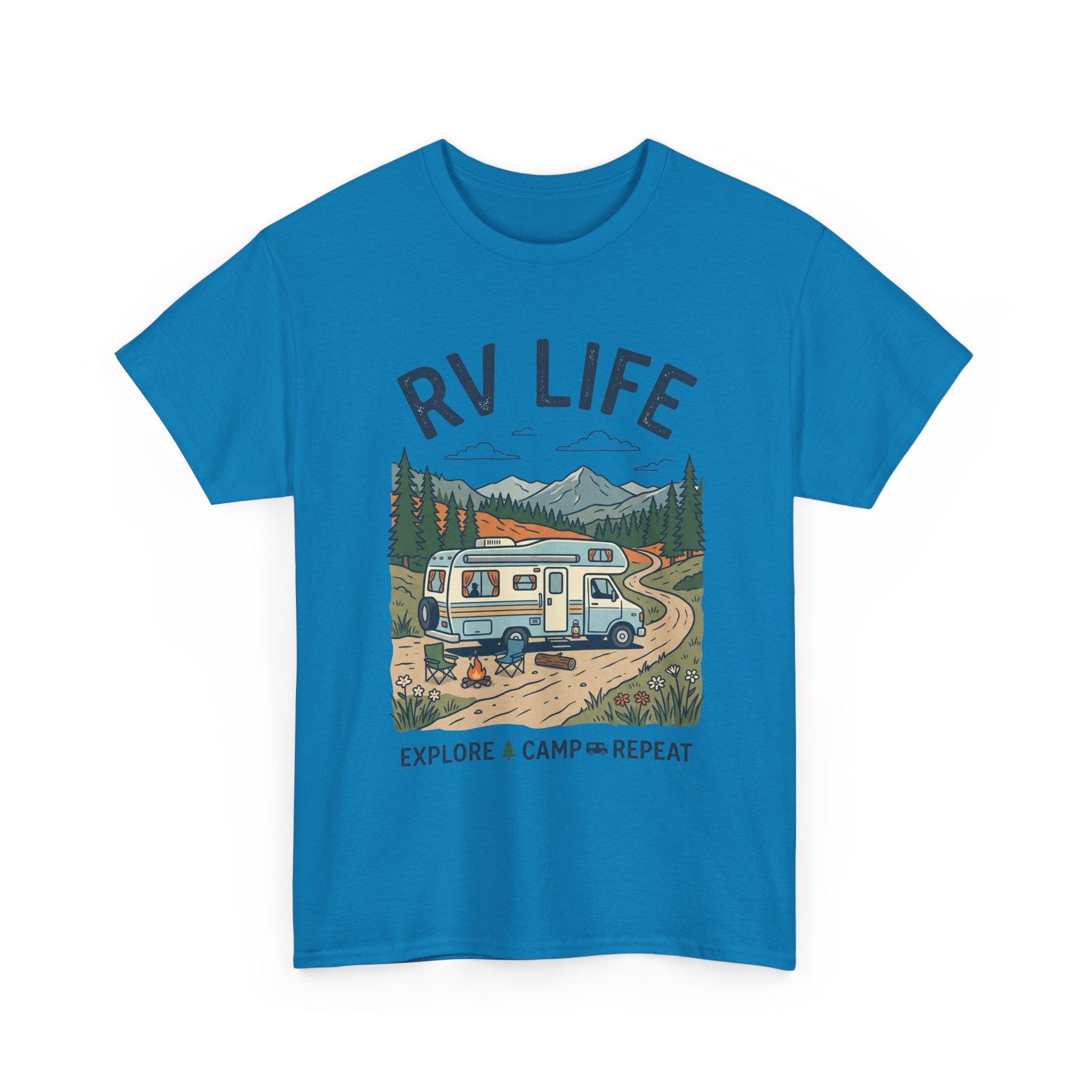 RV Life T-Shirt - Explore & Camp Repeat Vintage Camper Tee