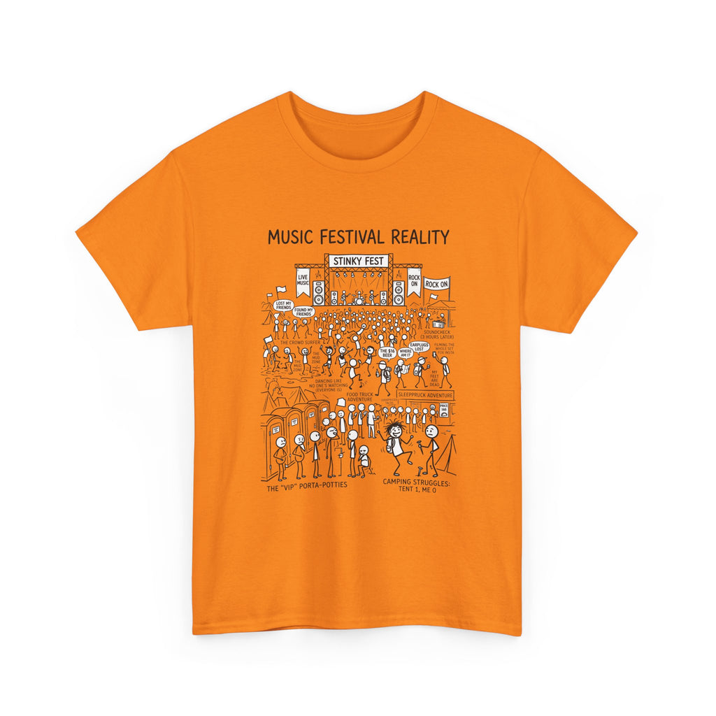T-Shirt — "Music Festival Reality" Cartoon Illustration Tee