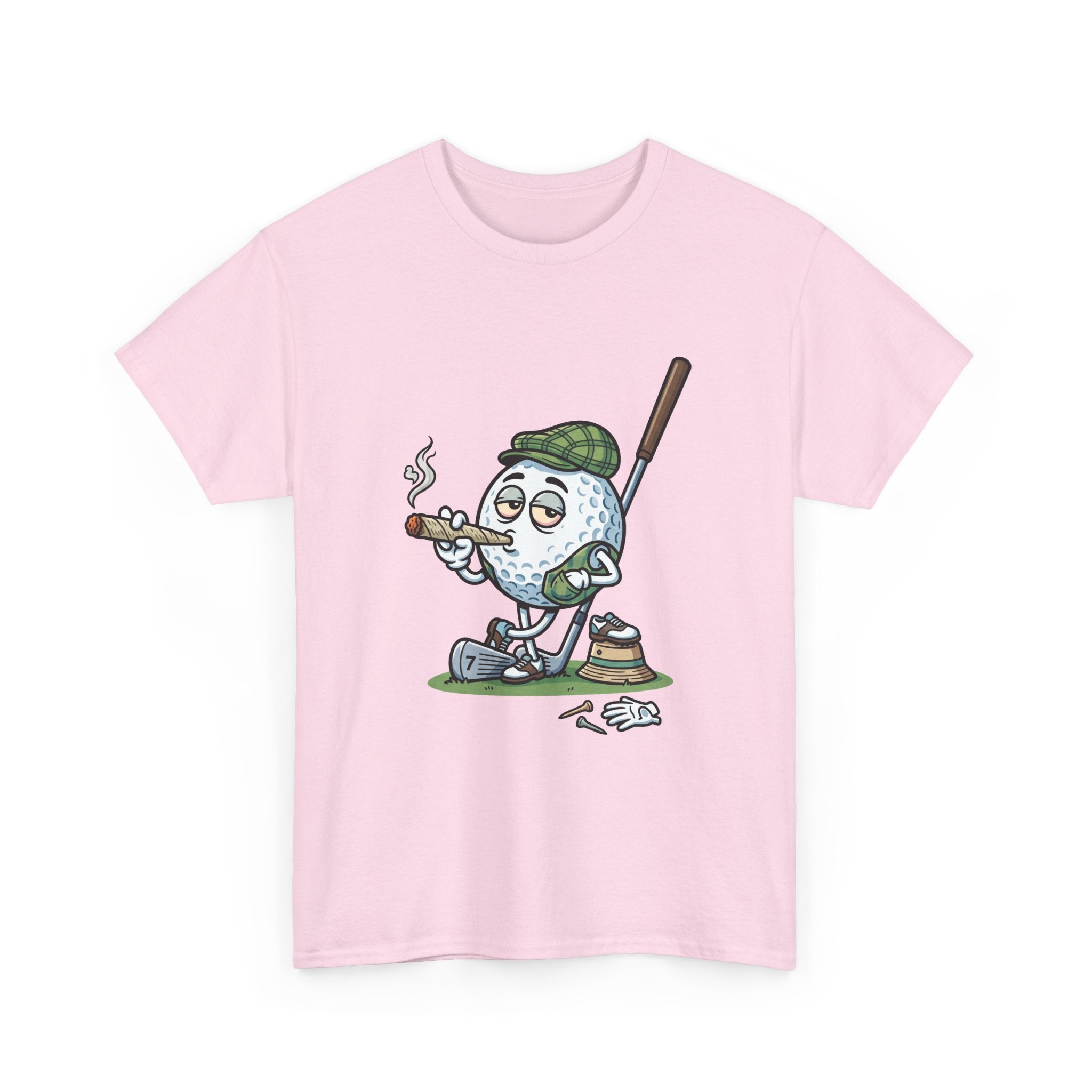 Golf Ball Cartoon T-Shirt — Weed Smoking Golfer Vintage Style Tee