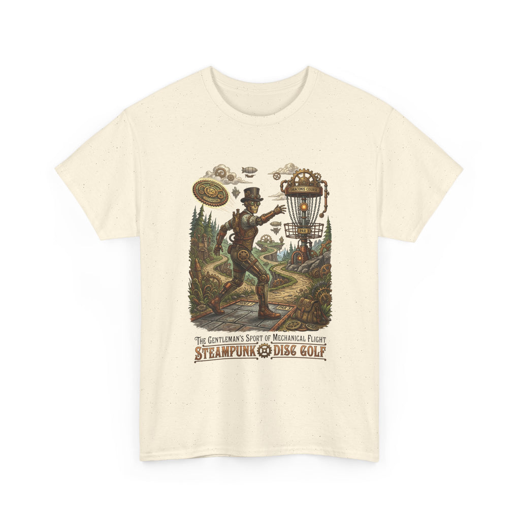 Steampunk Disc Golf T‑Shirt — Vintage Aeronautic Course Graphic Tee
