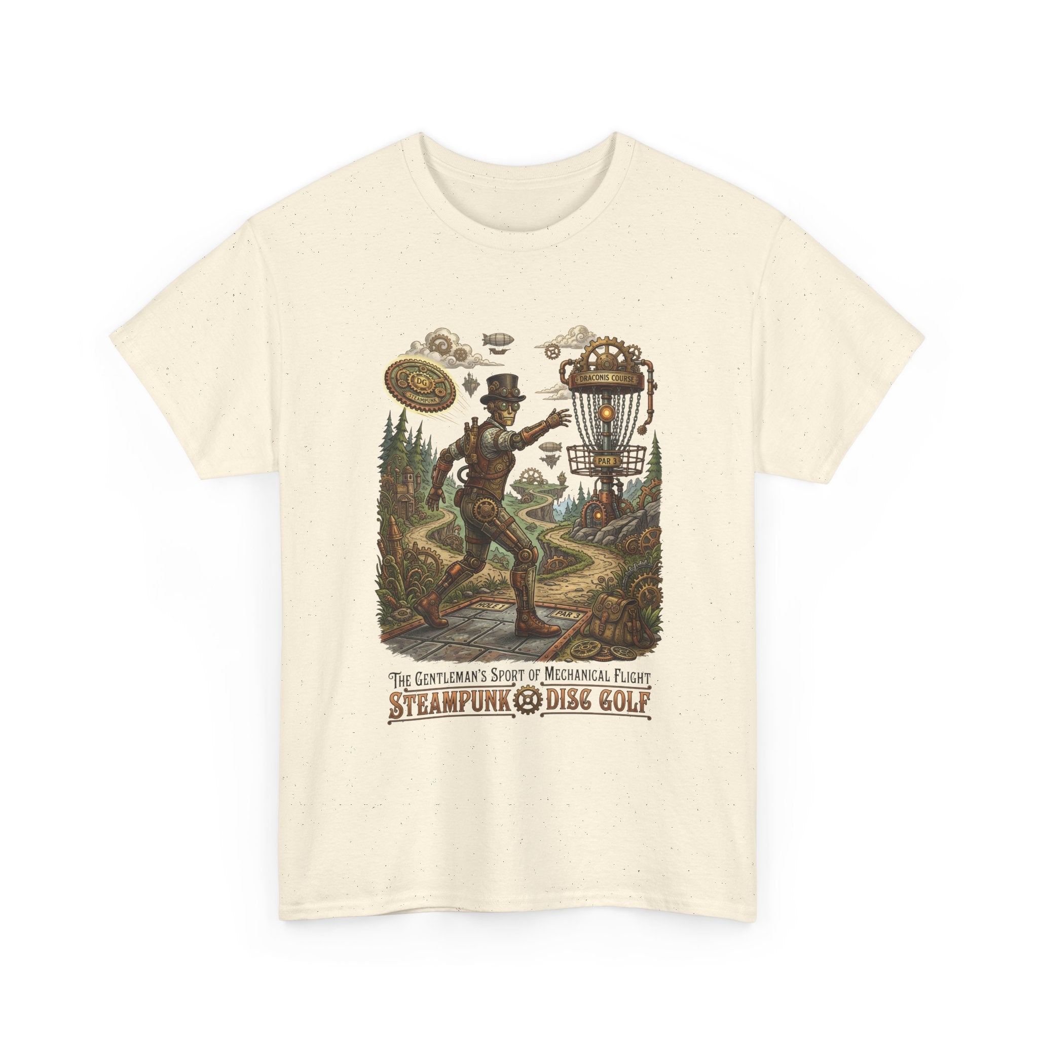 Steampunk Disc Golf T‑Shirt — Vintage Aeronautic Course Graphic Tee