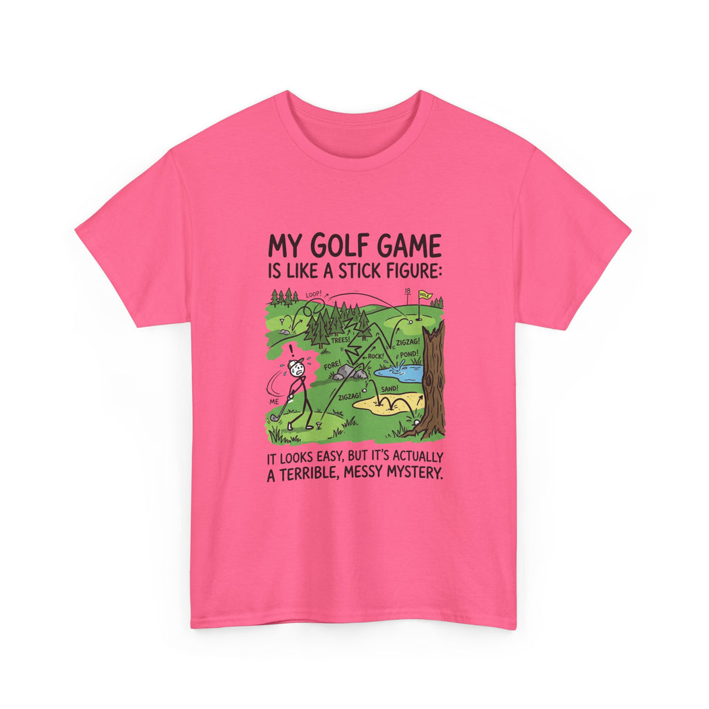 Golf T‑Shirt — "My Golf Game Is Like a Stick Figure" Funny Golfer Gift