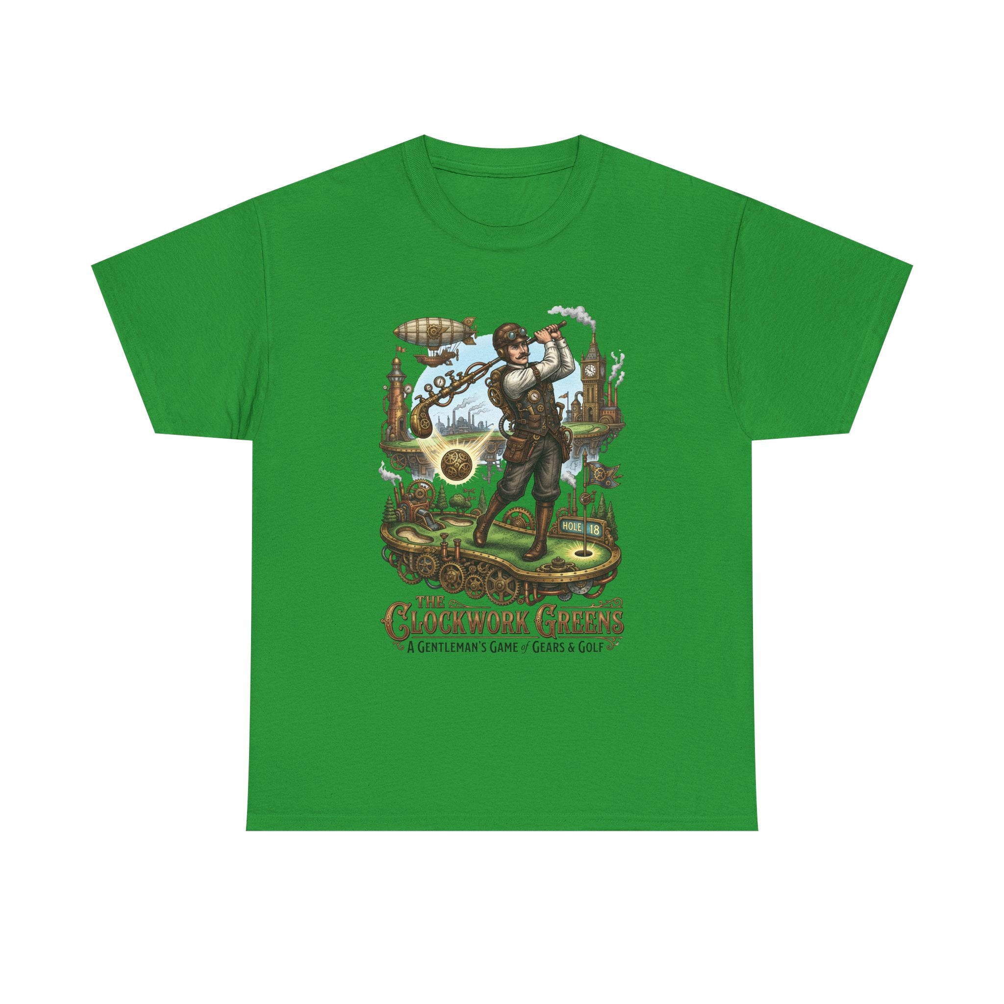 Golf Steampunk T-Shirt — "The Clockwork Greens" Vintage Golfing Design