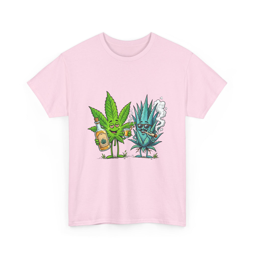 A Tequila & Cannabis Buds Friends T-Shirt — Funny Weed/Agave Leaf & Joint Graphic Tee