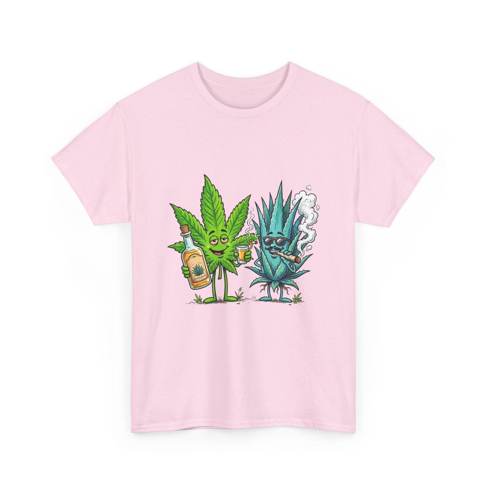 A Tequila & Cannabis Buds Friends T-Shirt — Funny Weed/Agave Leaf & Joint Graphic Tee