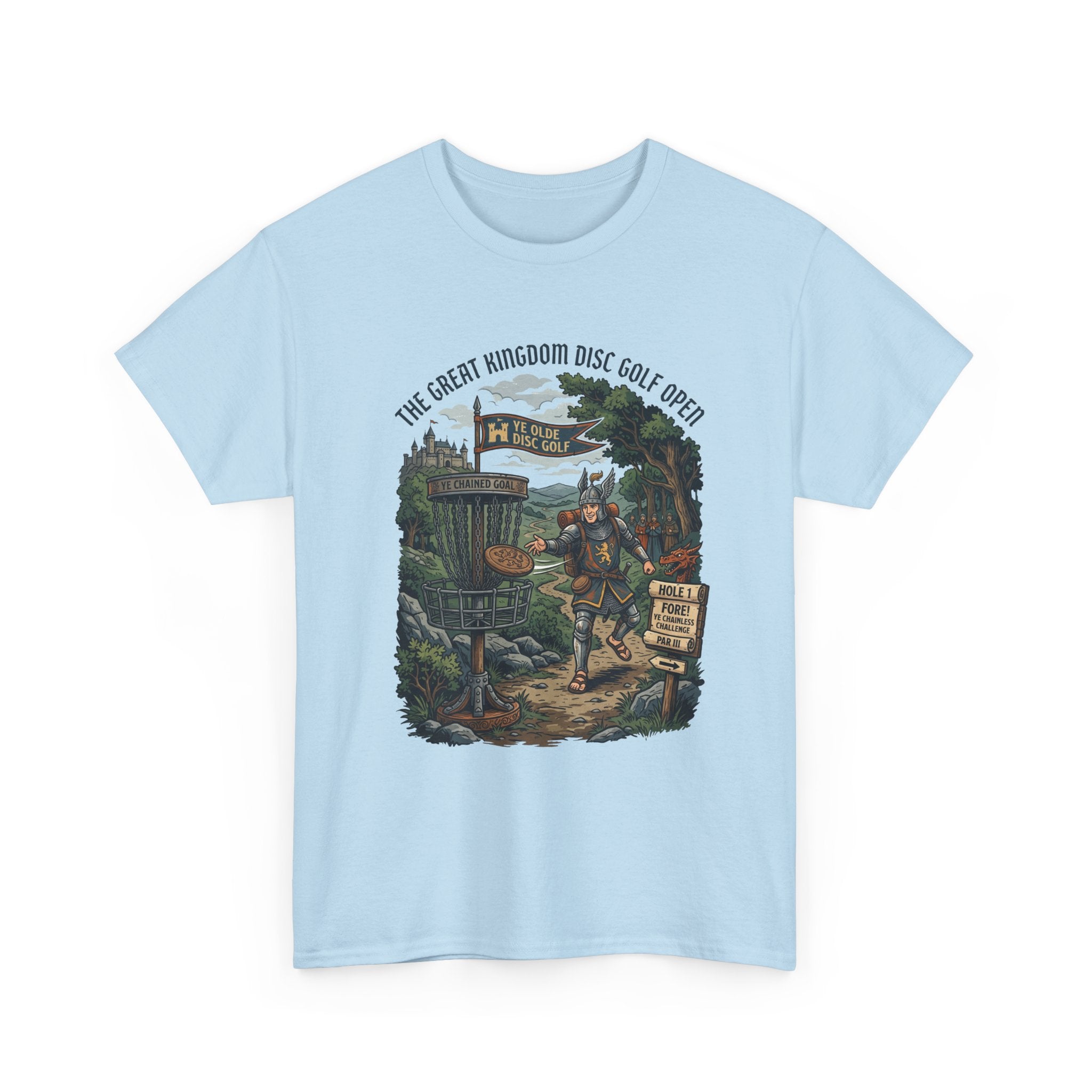 Medieval Disc Golf Adventure Tee — "The Great Kingdom Disc Golf Open" Graphic Shirt