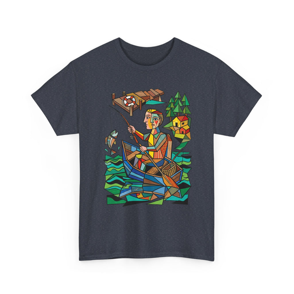 Fishing Canoe T-Shirt — Colorful Stained-Glass Angler Graphic Tee