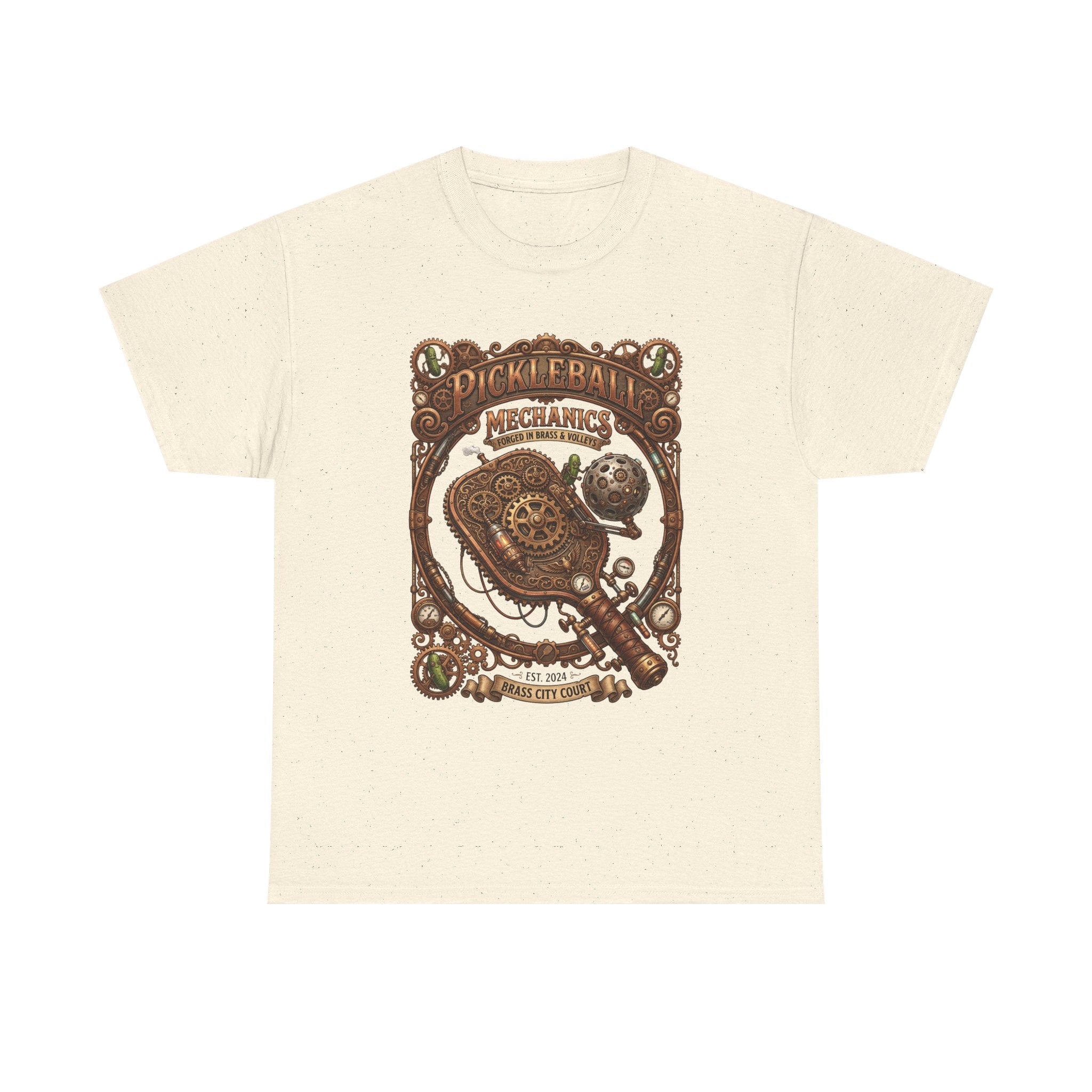 Pickleball Mechanics T-Shirt — Vintage Steampunk Paddle Design