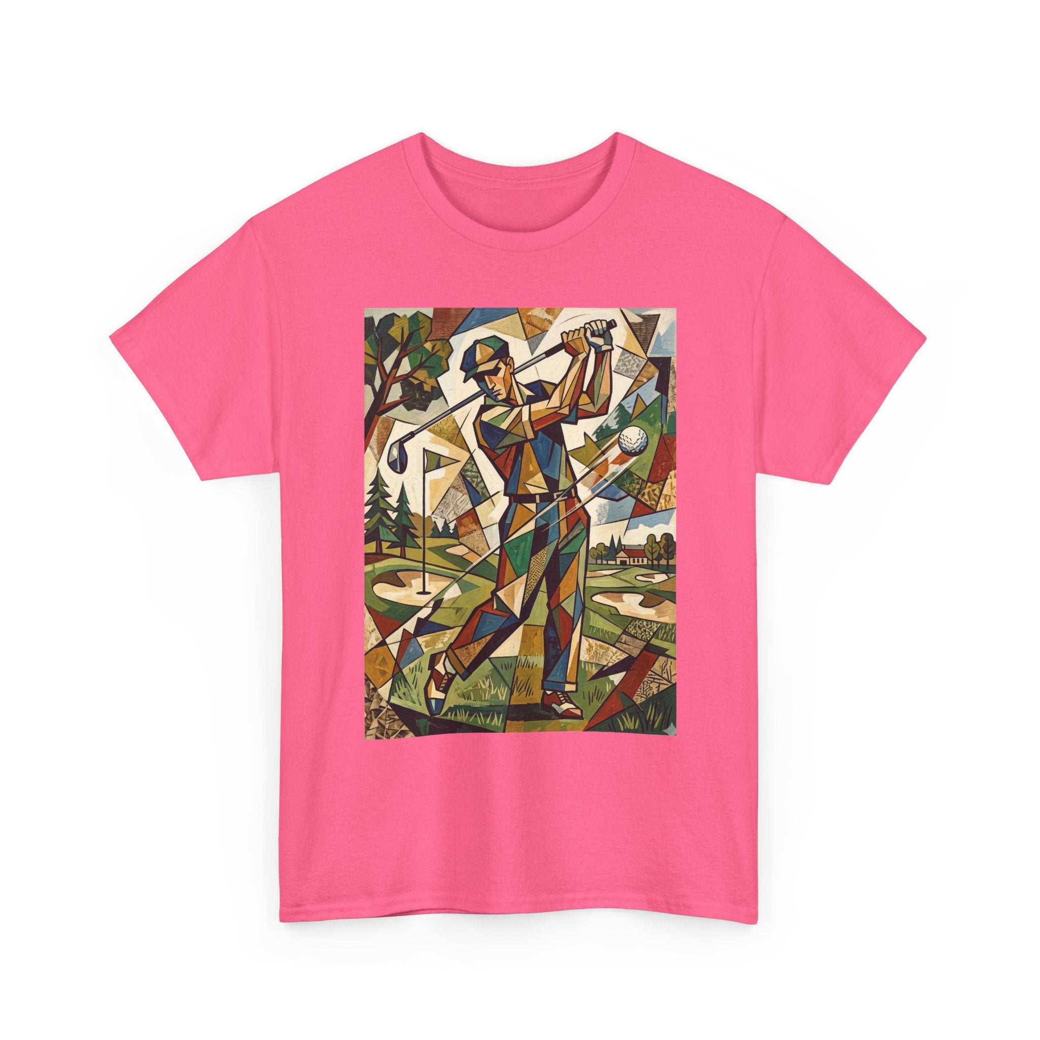 Abstract Golfer Art T-Shirt — Colorful Geometric Golf Scene Tee