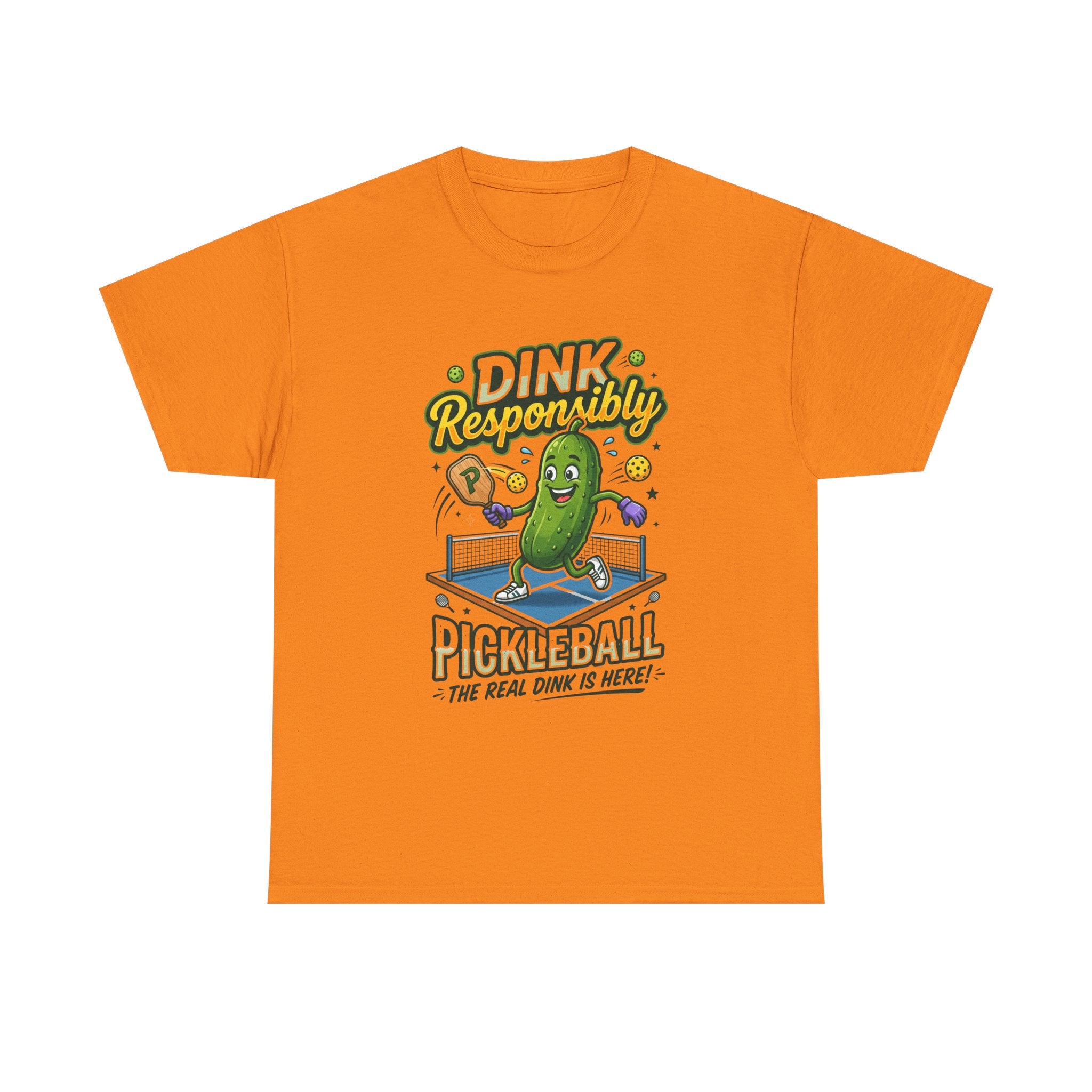 Pickleball T-Shirt — "Dink Responsibly" Funny Pickle Cartoon Tee