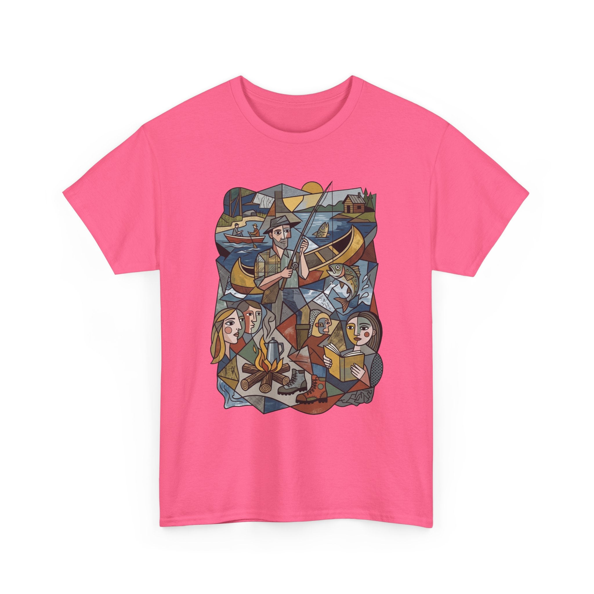 T-Shirt — Nautical Folk Art Crew: Illustrated Sailing, Fishing & Harbor Scene