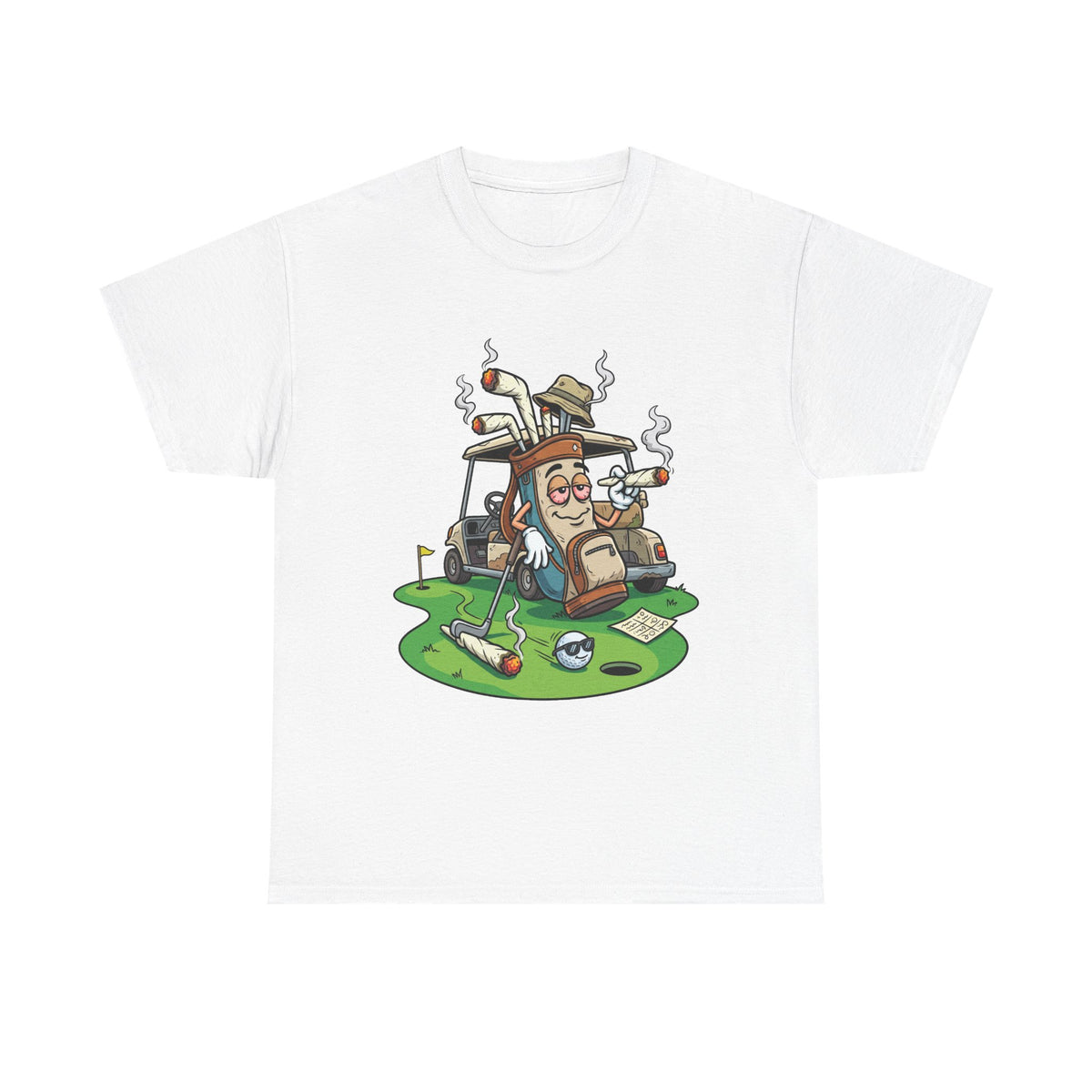 1 Golf weed Lounge T‑Shirt — Relaxed Golfer Cartoon Tee