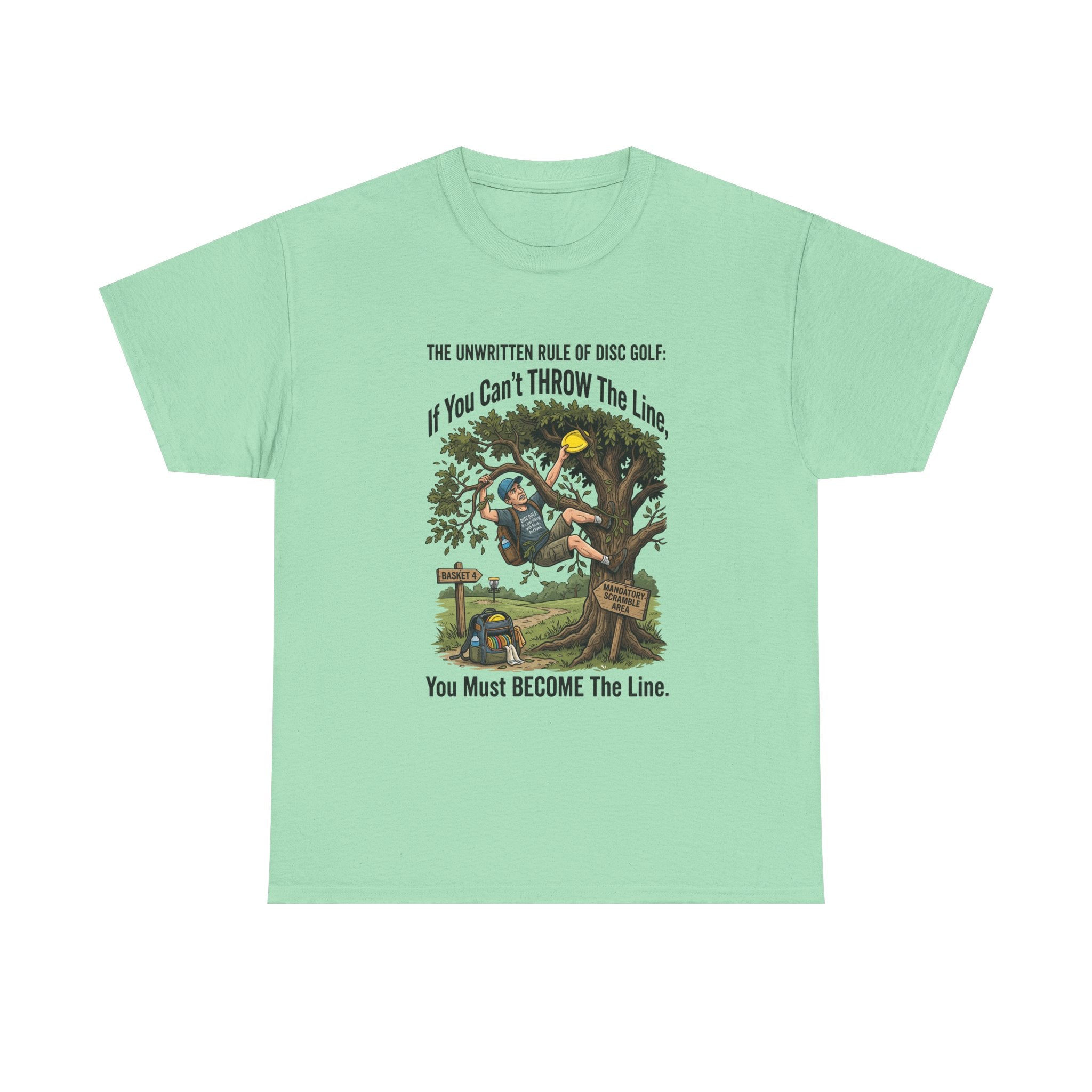 Disc Golf T-Shirt - "If You Can't Throw the Line, You Must Become the Line" Vintage Golf Cartoon Tee