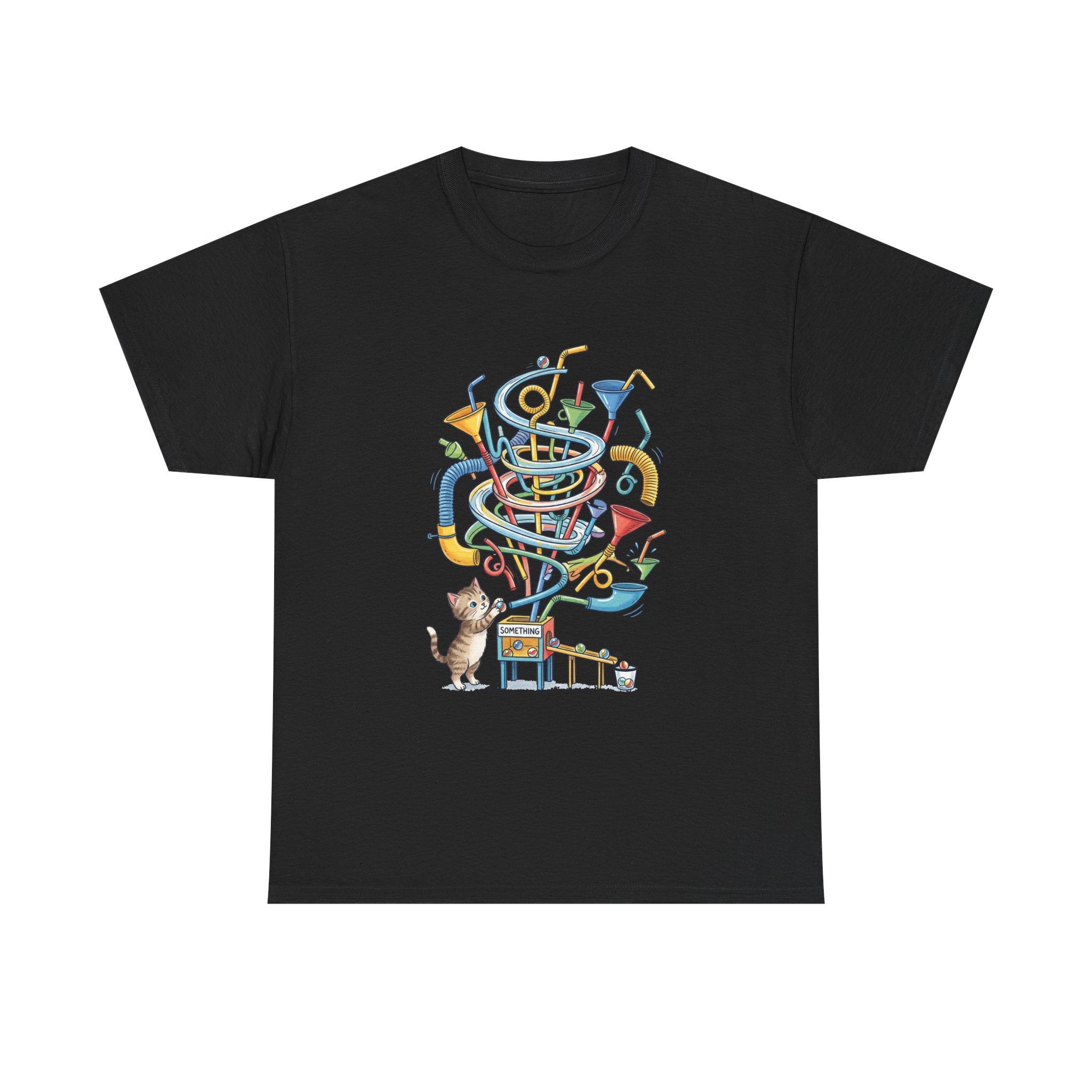 Music Cat T-Shirt — Whimsical Cat Playing Colorful Instruments Tee