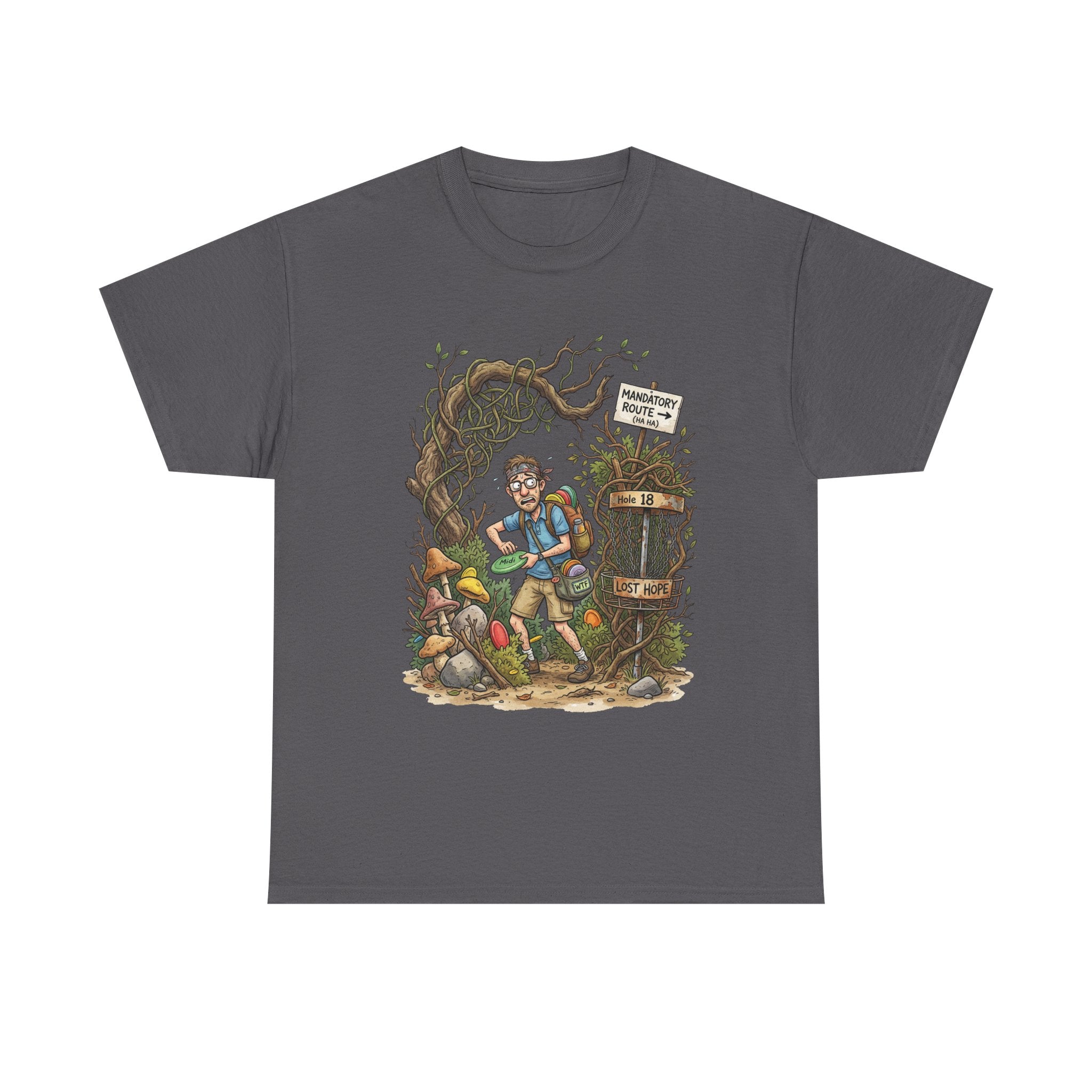 Disc Golf Graphic Tee — "Lost But Loving It" Outdoor Adventure T-Shirt