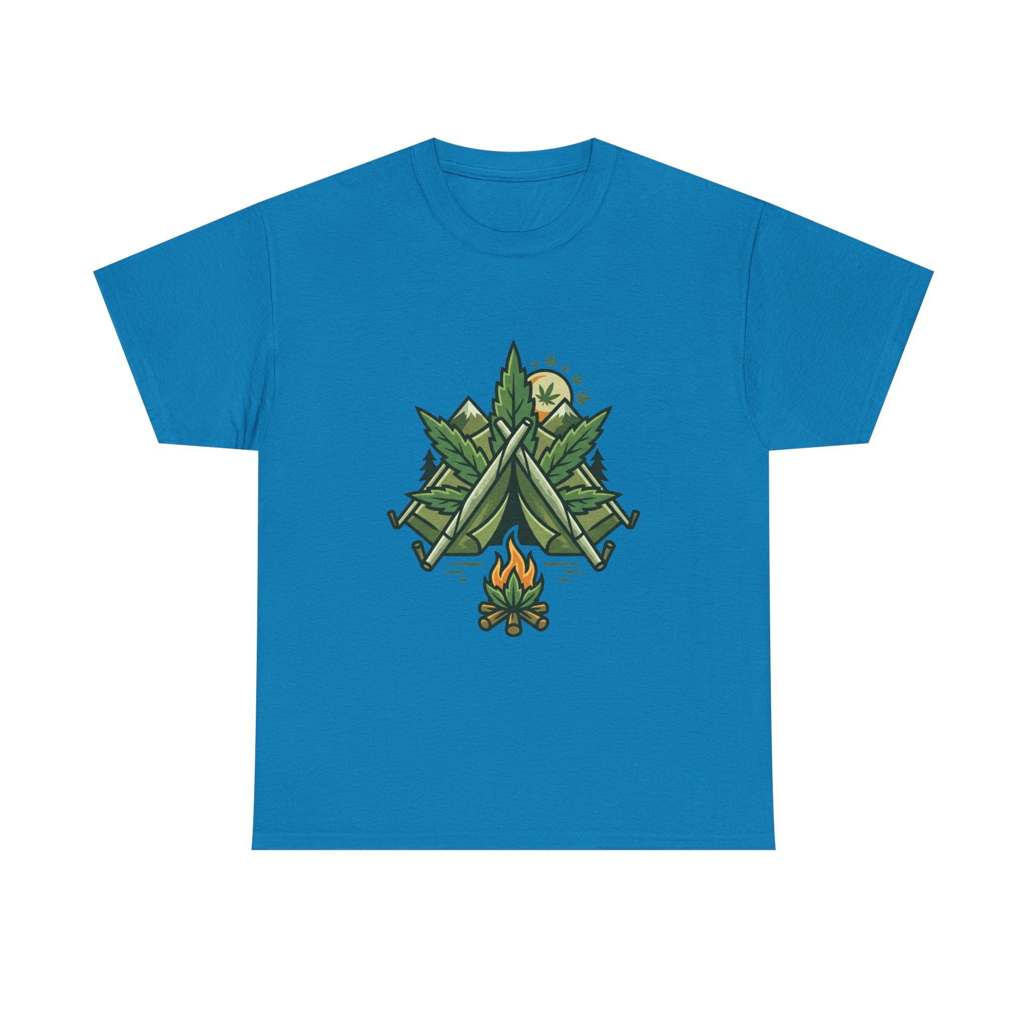 Camping Tent & Campfire T-Shirt — Outdoor Adventure Nature Tee