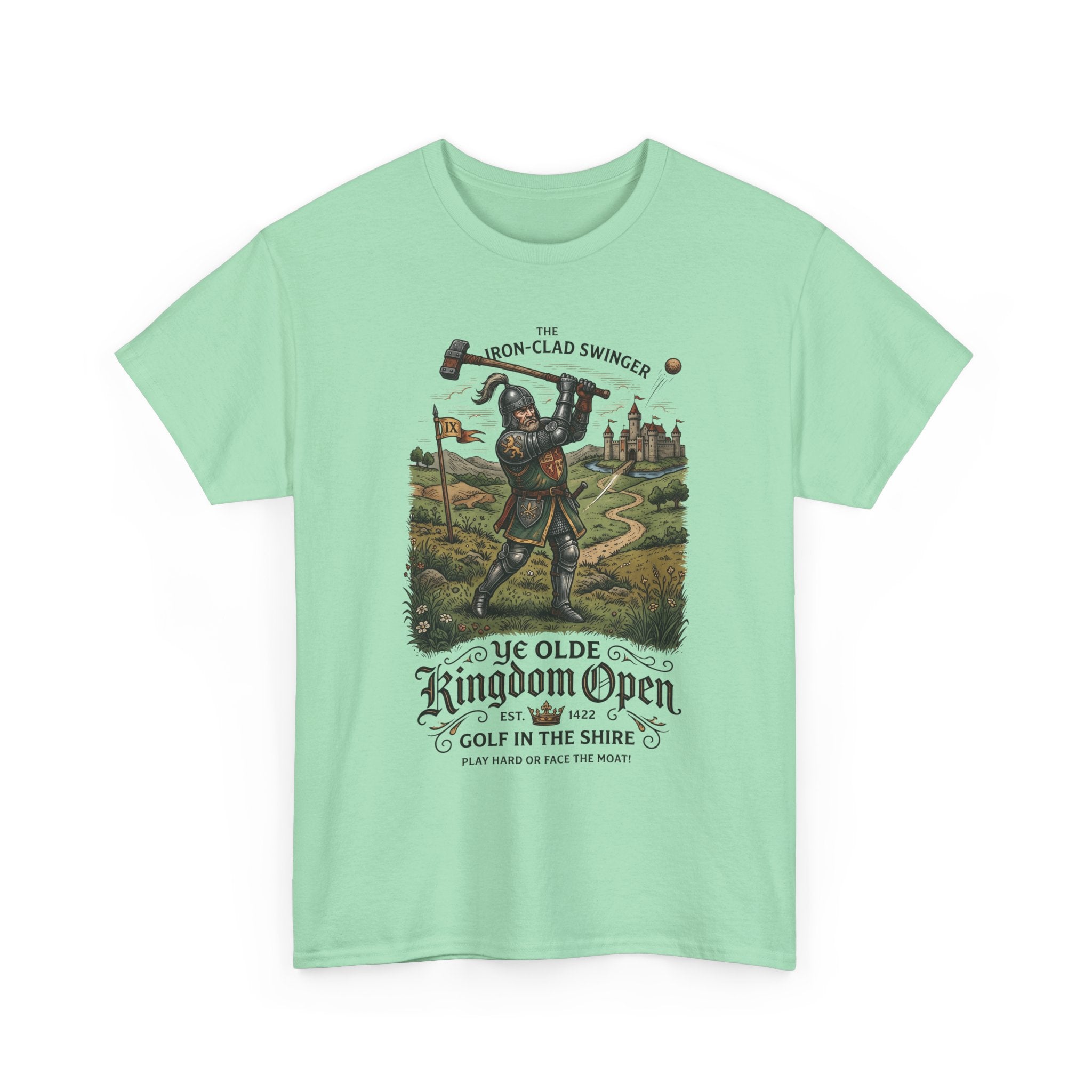 Golf T-Shirt — 'Ye Olde Kingdom Open' Vintage Medieval Golf Graphic Tee