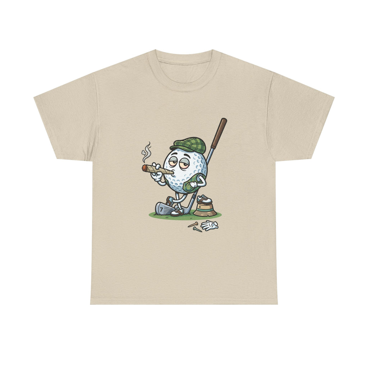 1 Golf Ball Cartoon T-Shirt — Weed Smoking Golfer Vintage Style Tee