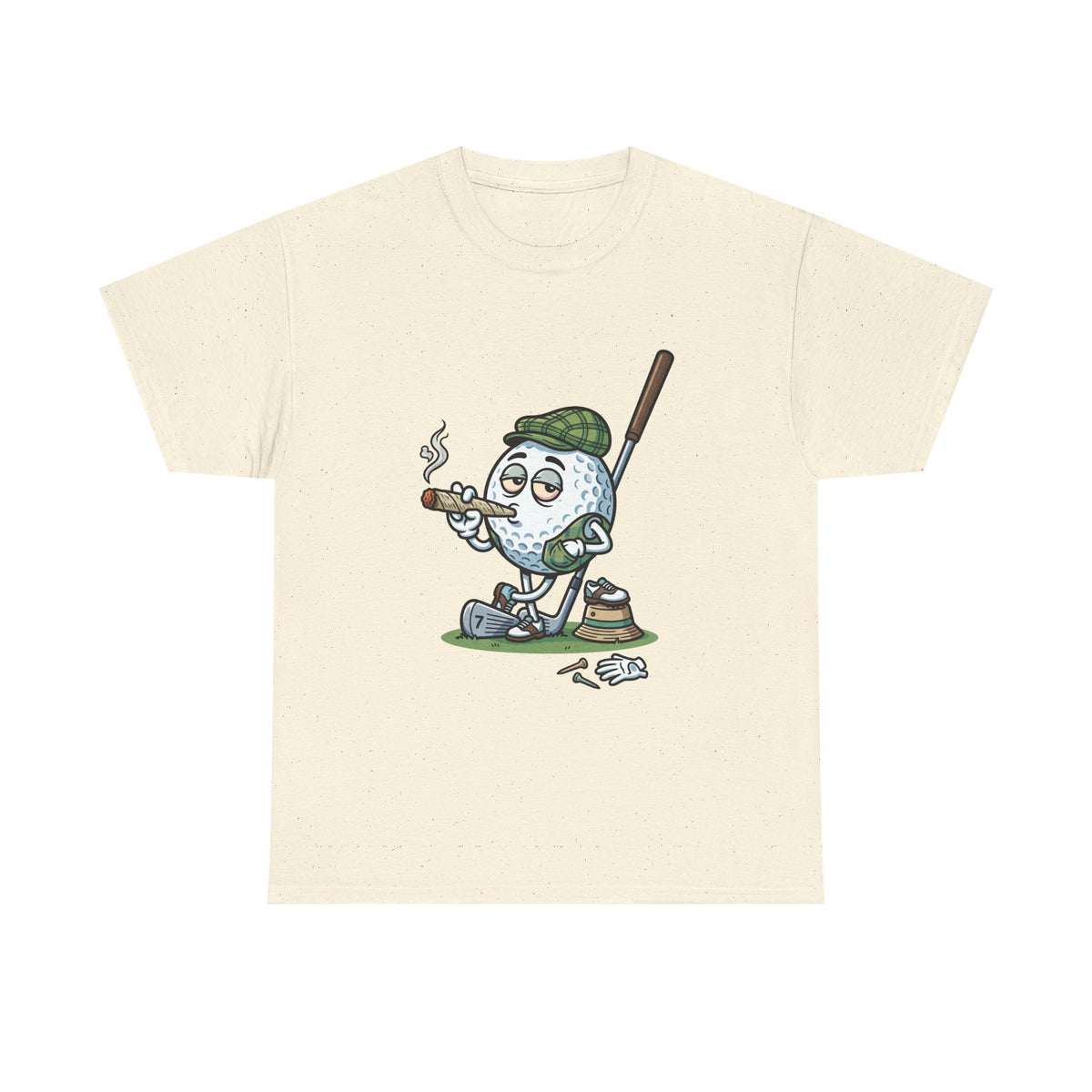 1 Golf Ball Cartoon T-Shirt — Weed Smoking Golfer Vintage Style Tee