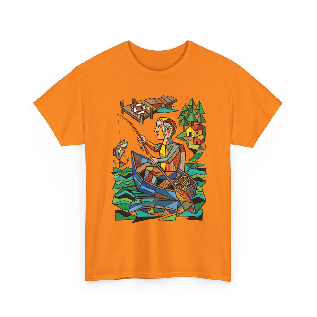 Fishing Canoe T-Shirt — Colorful Stained-Glass Angler Graphic Tee