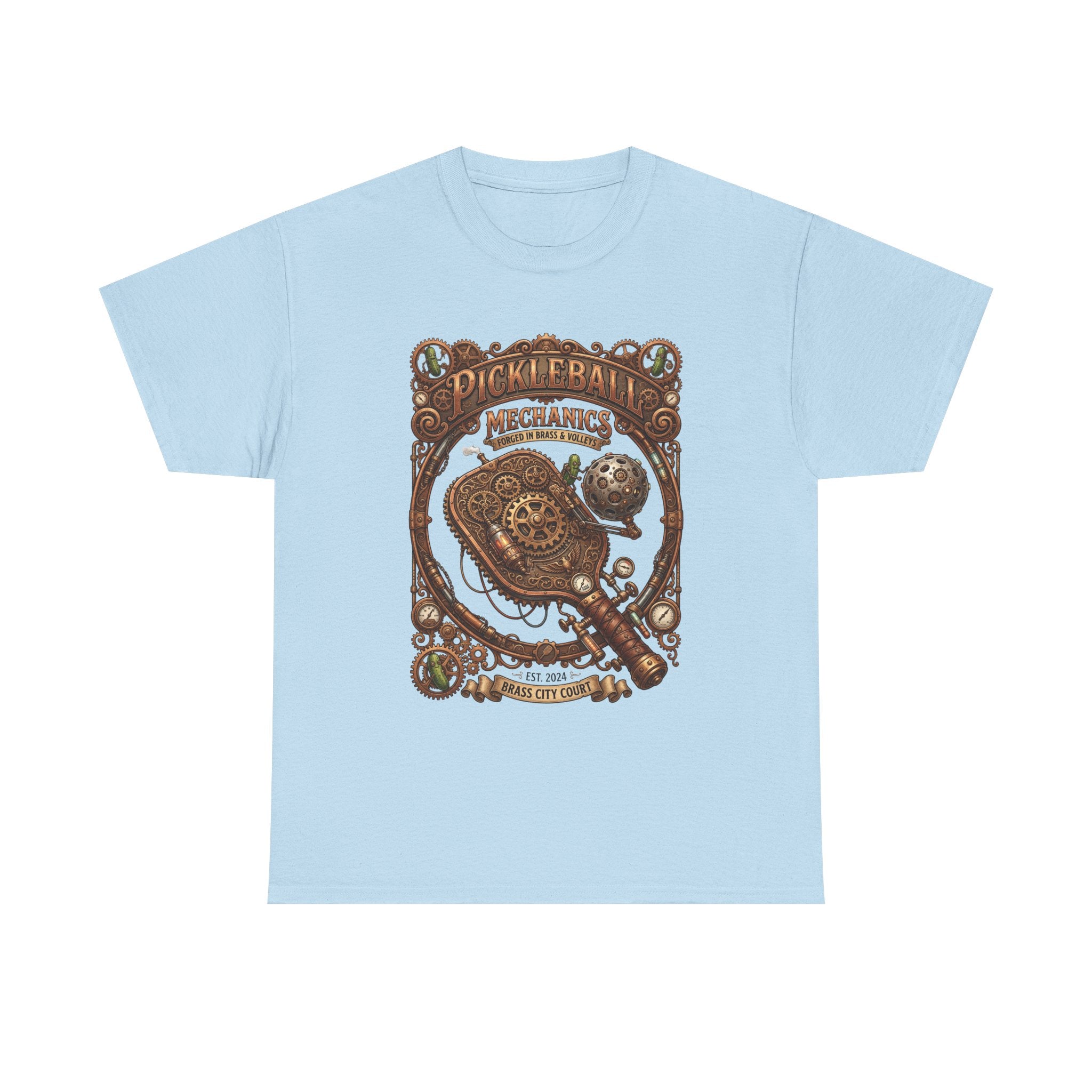 Pickleball Mechanics T-Shirt — Vintage Steampunk Paddle Design