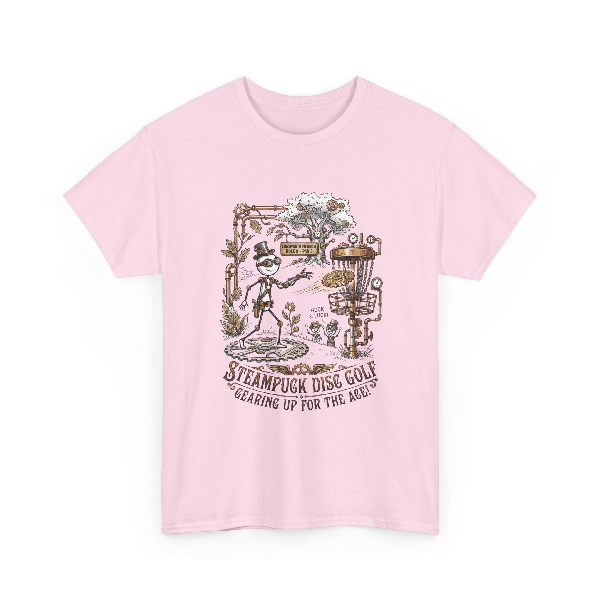 Steampunk Disc Golf T-Shirt — "Gearing Up for the Ace" Vintage Disc Golf Tee