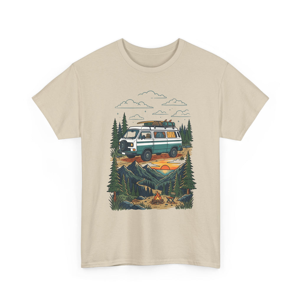 Camper Van Adventure Tee — Retro Van Camping Graphic T-Shirt