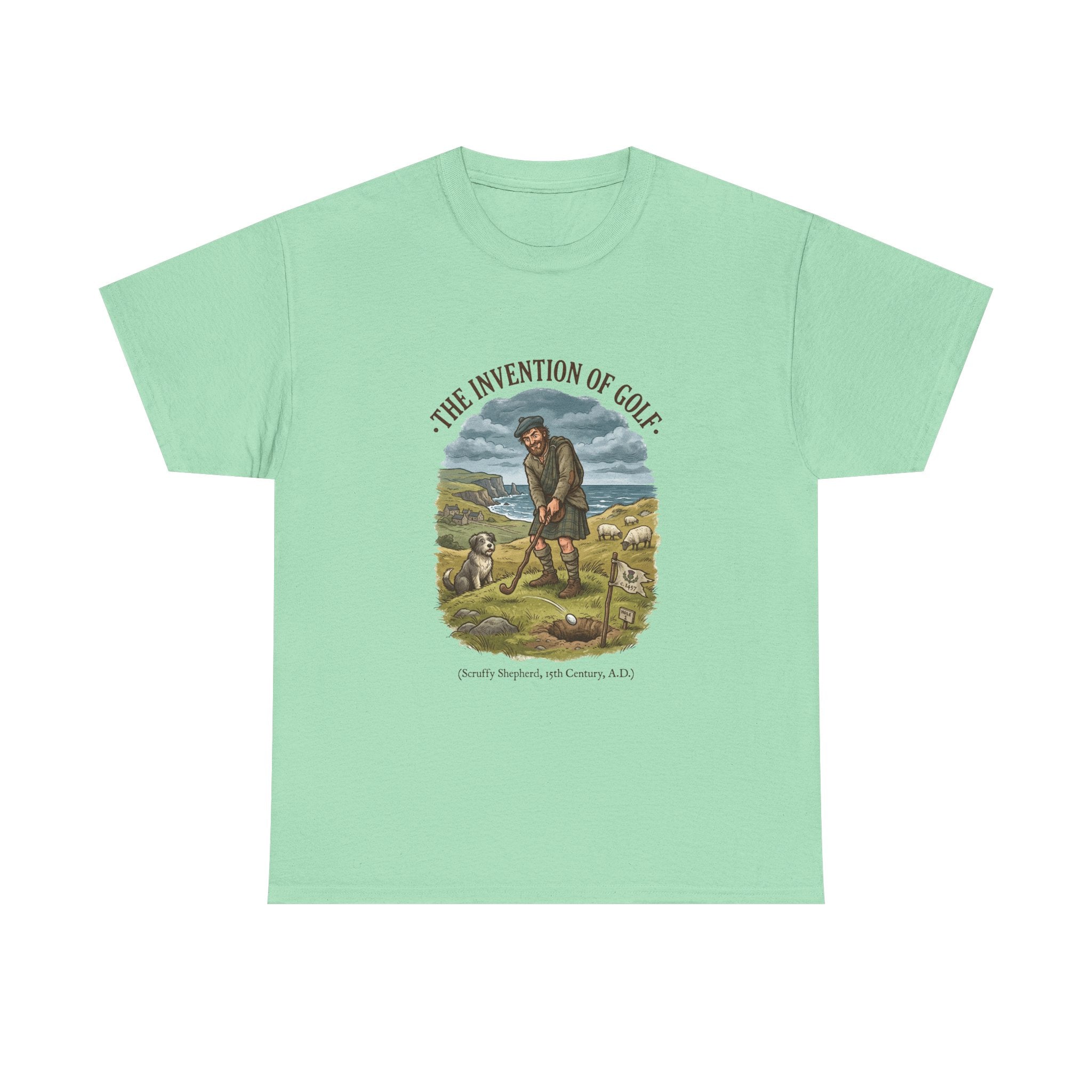 The Invention of Golf T-Shirt — Vintage Golfer Illustration Tee