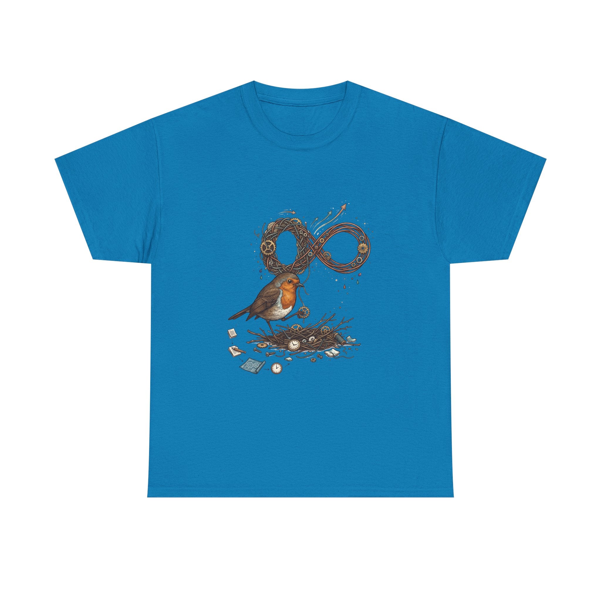 Robin & Infinity Symbol Tee — Nature-Inspired Bird Nest Graphic Shirt idk