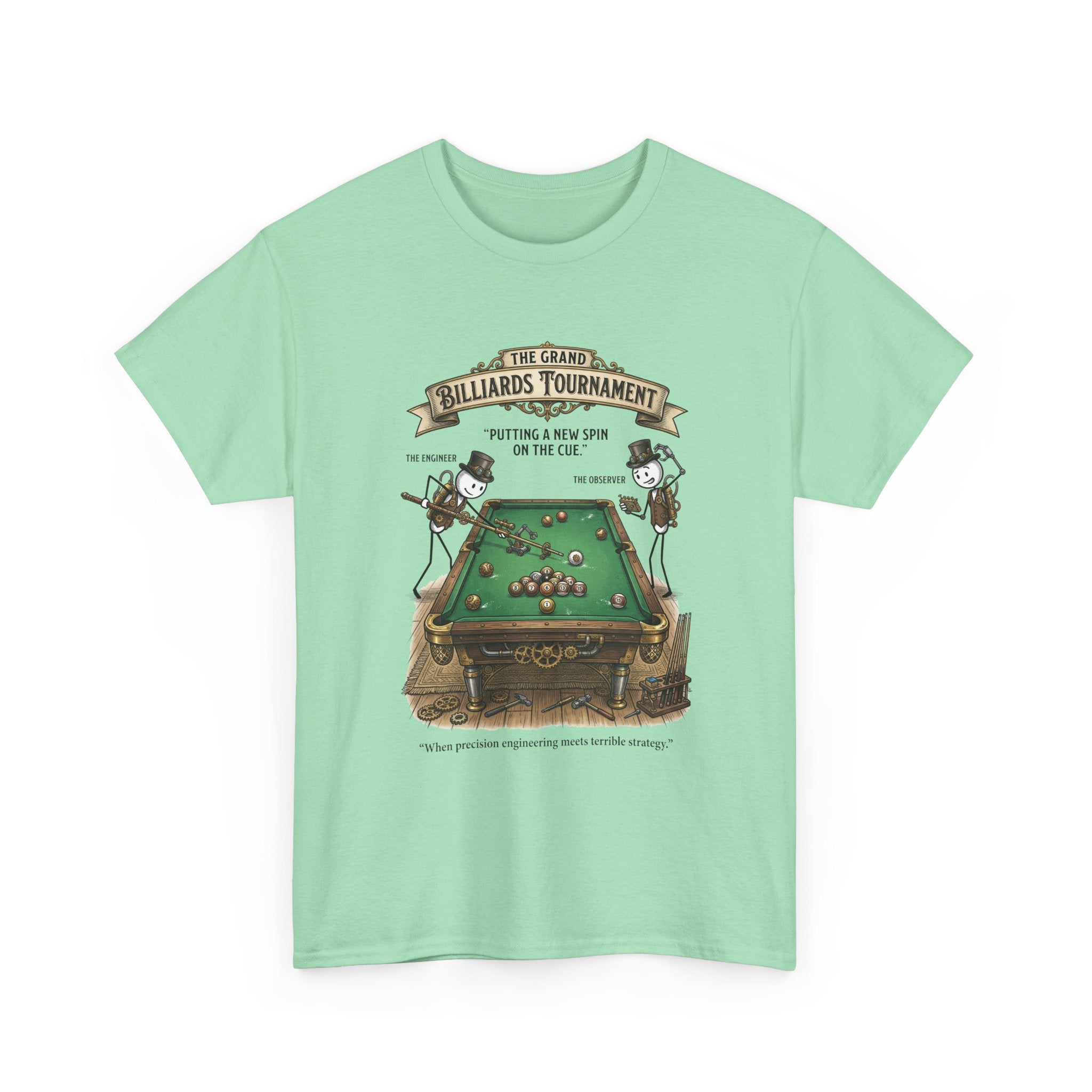 Billiards Tournament T-Shirt — Vintage Pool Table Graphic Tee