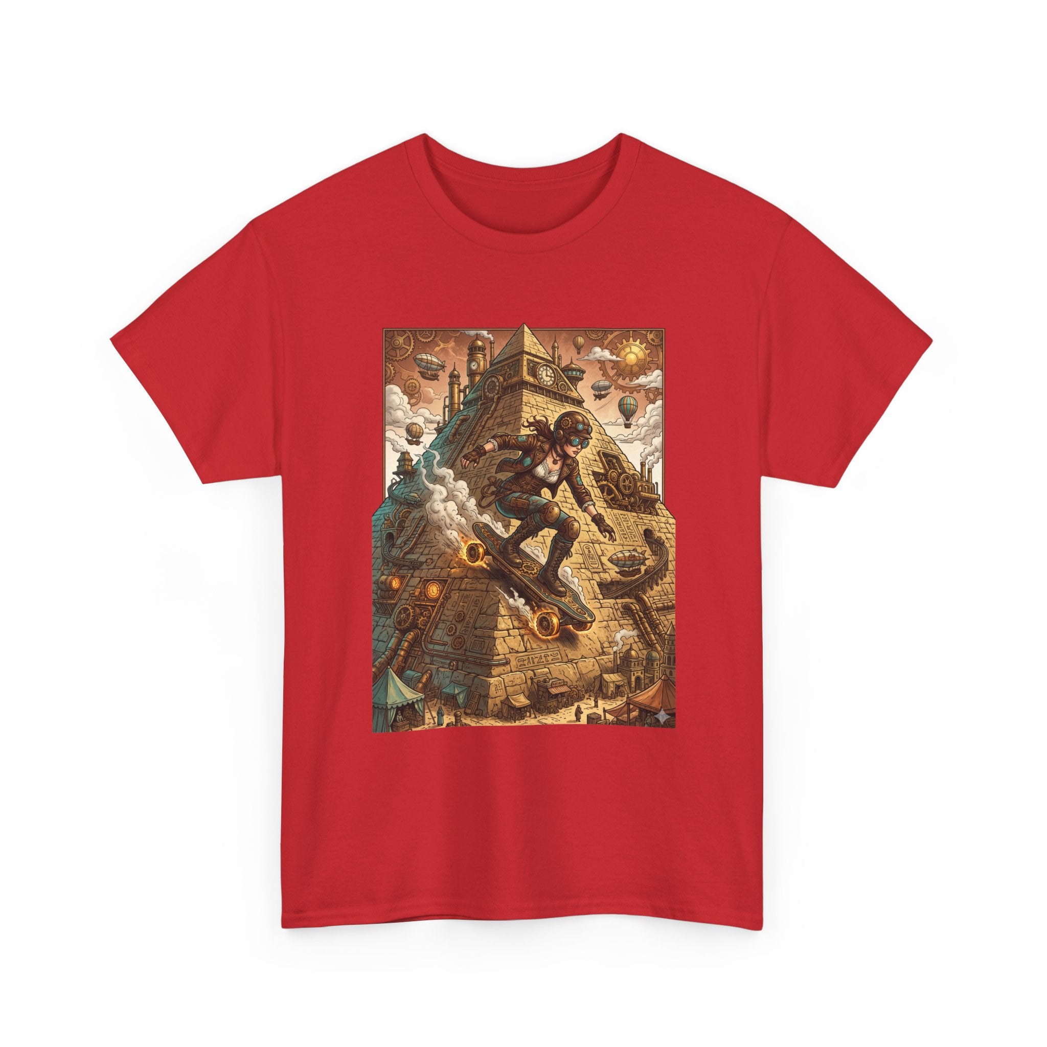 Steampunk Girl Skateboarder Art Print Tee Pyramid