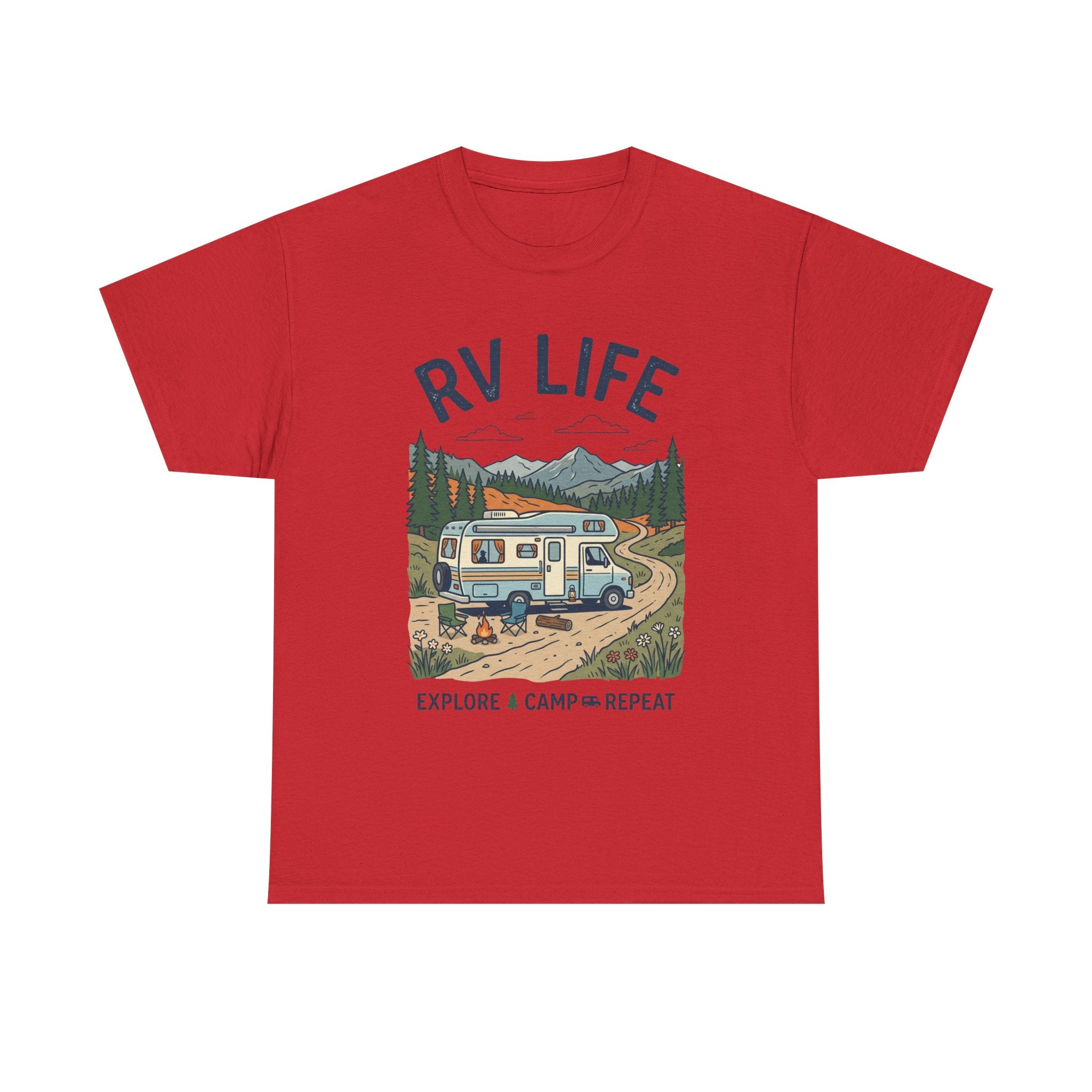 RV Life T-Shirt - Explore & Camp Repeat Vintage Camper Tee