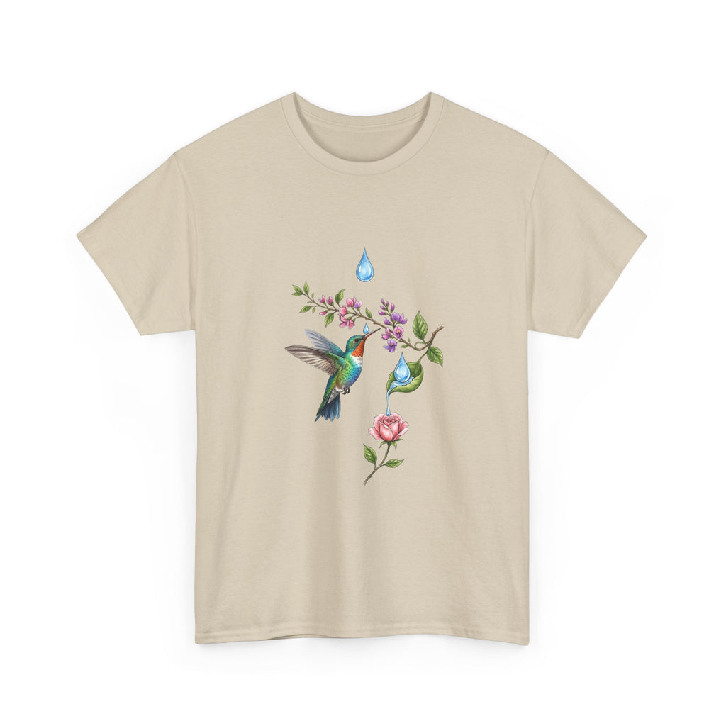 Hummingbird & Floral Tee — Watercolor Garden Shirt