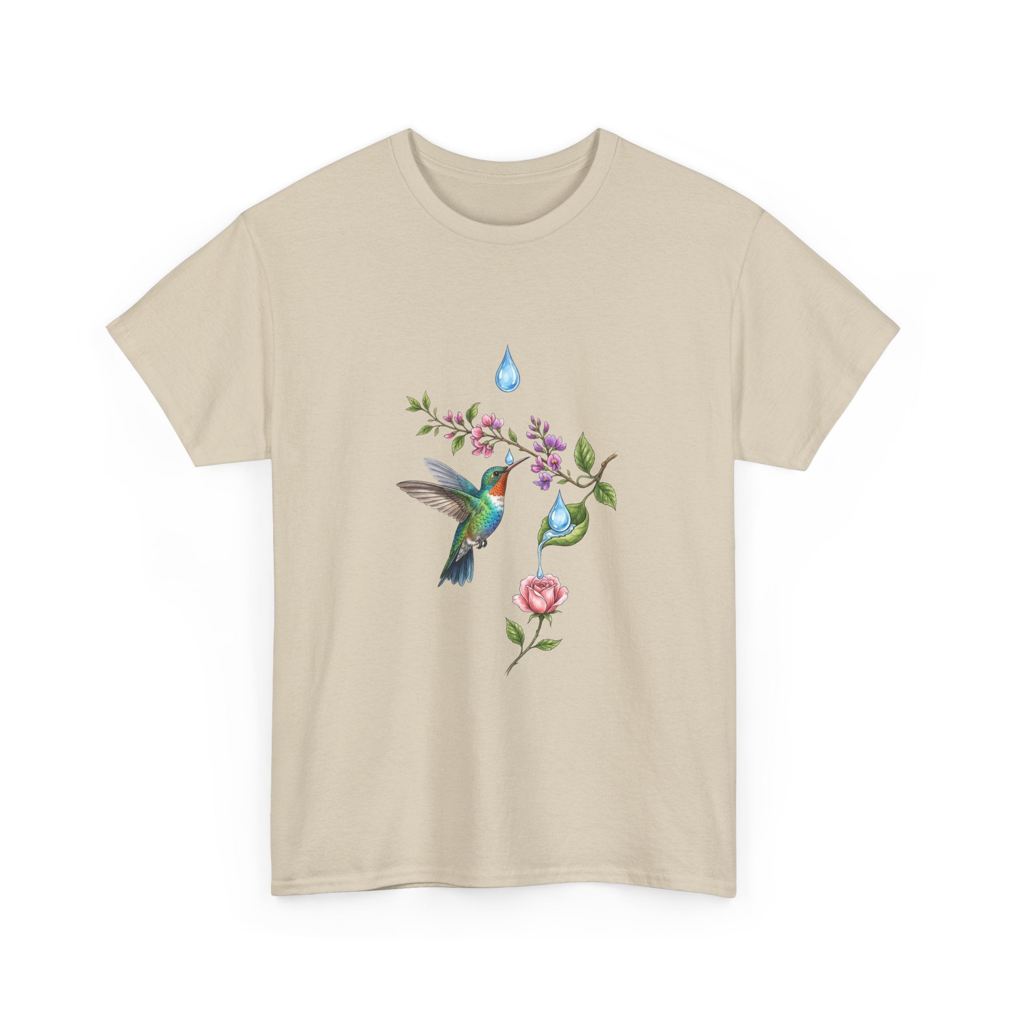 Hummingbird & Floral Tee — Watercolor Garden Shirt