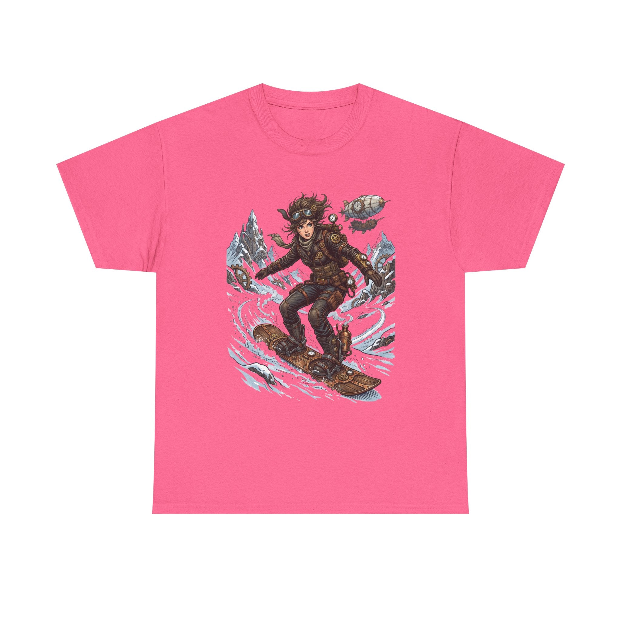 Steampunk Girl Snowboarder Graphic Tee — Winter Snowboarding Adventure Shirt