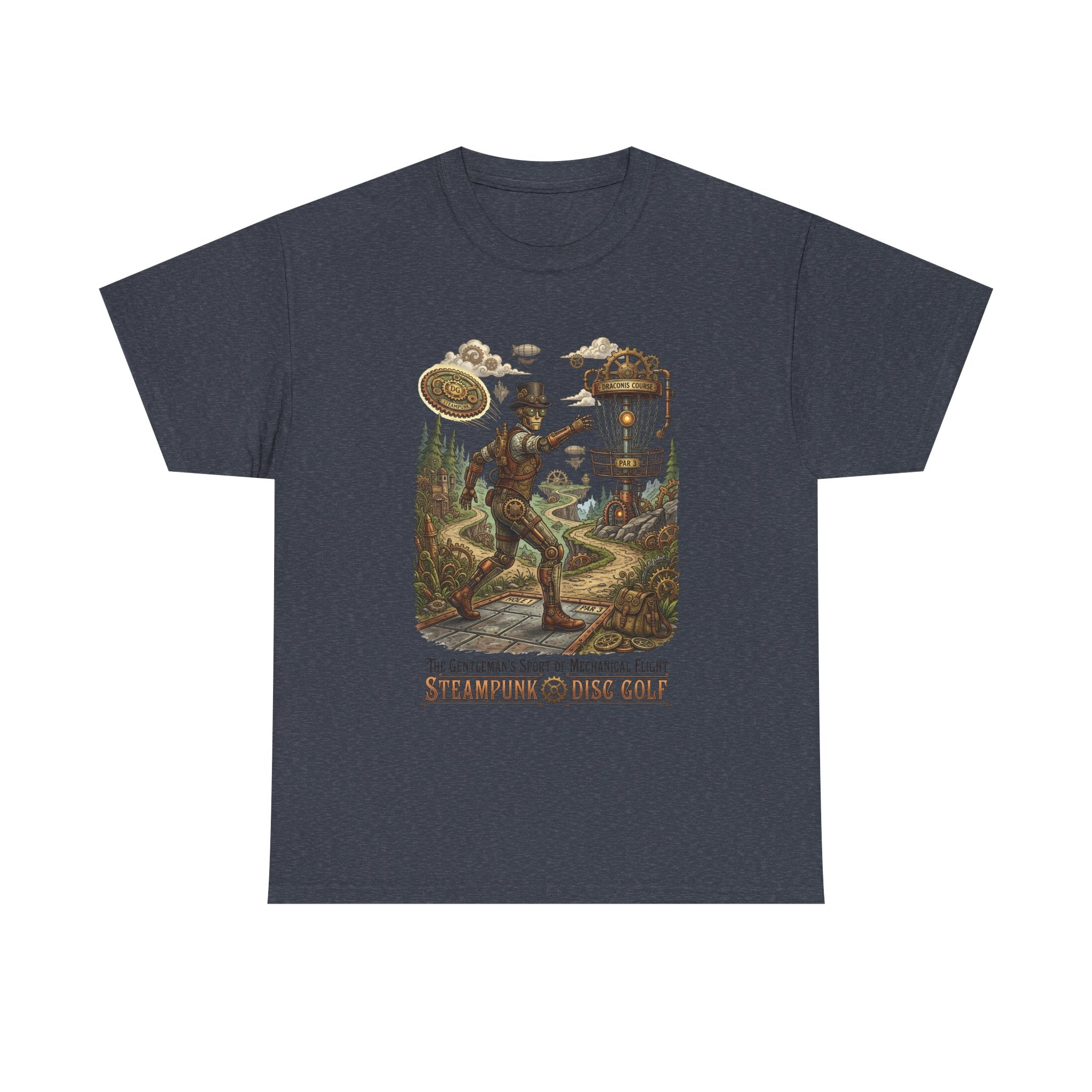 Steampunk Disc Golf T‑Shirt — Vintage Aeronautic Course Graphic Tee