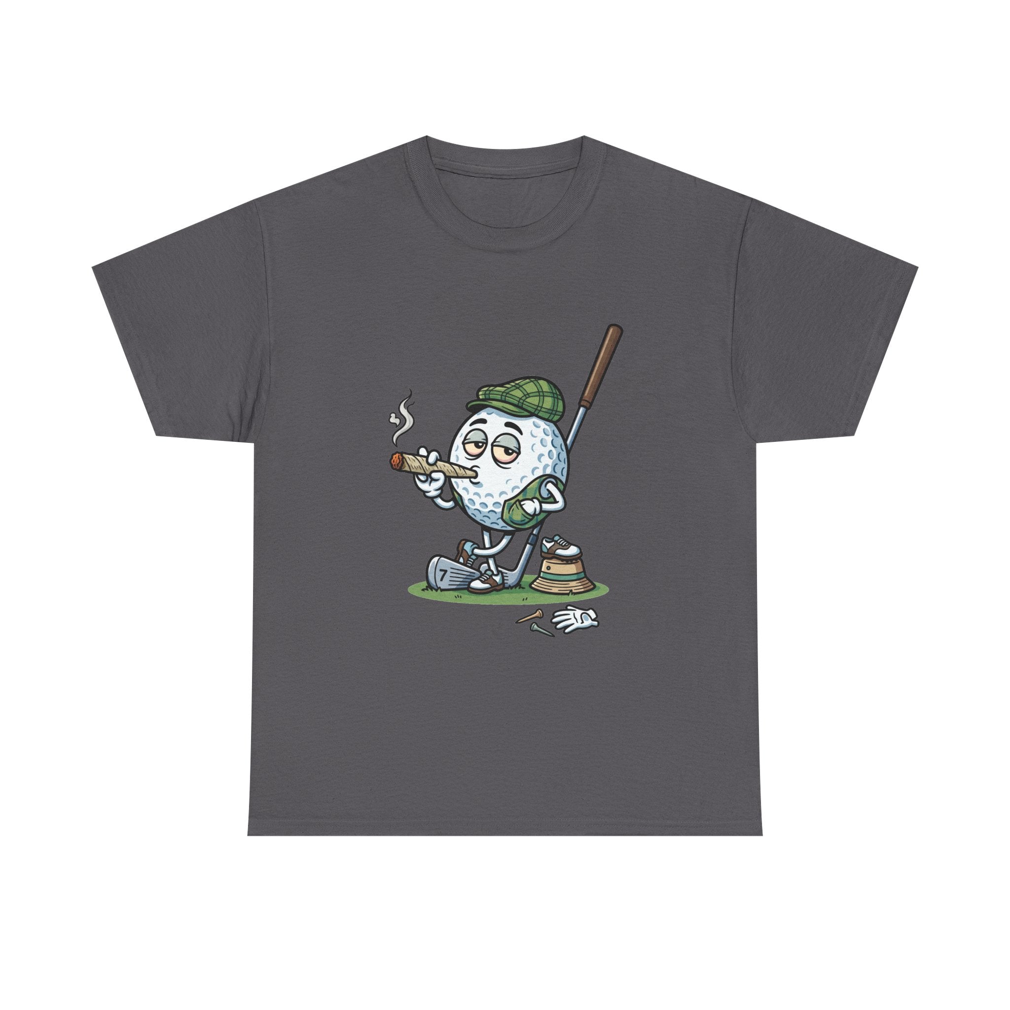 Golf Ball Cartoon T-Shirt — Weed Smoking Golfer Vintage Style Tee