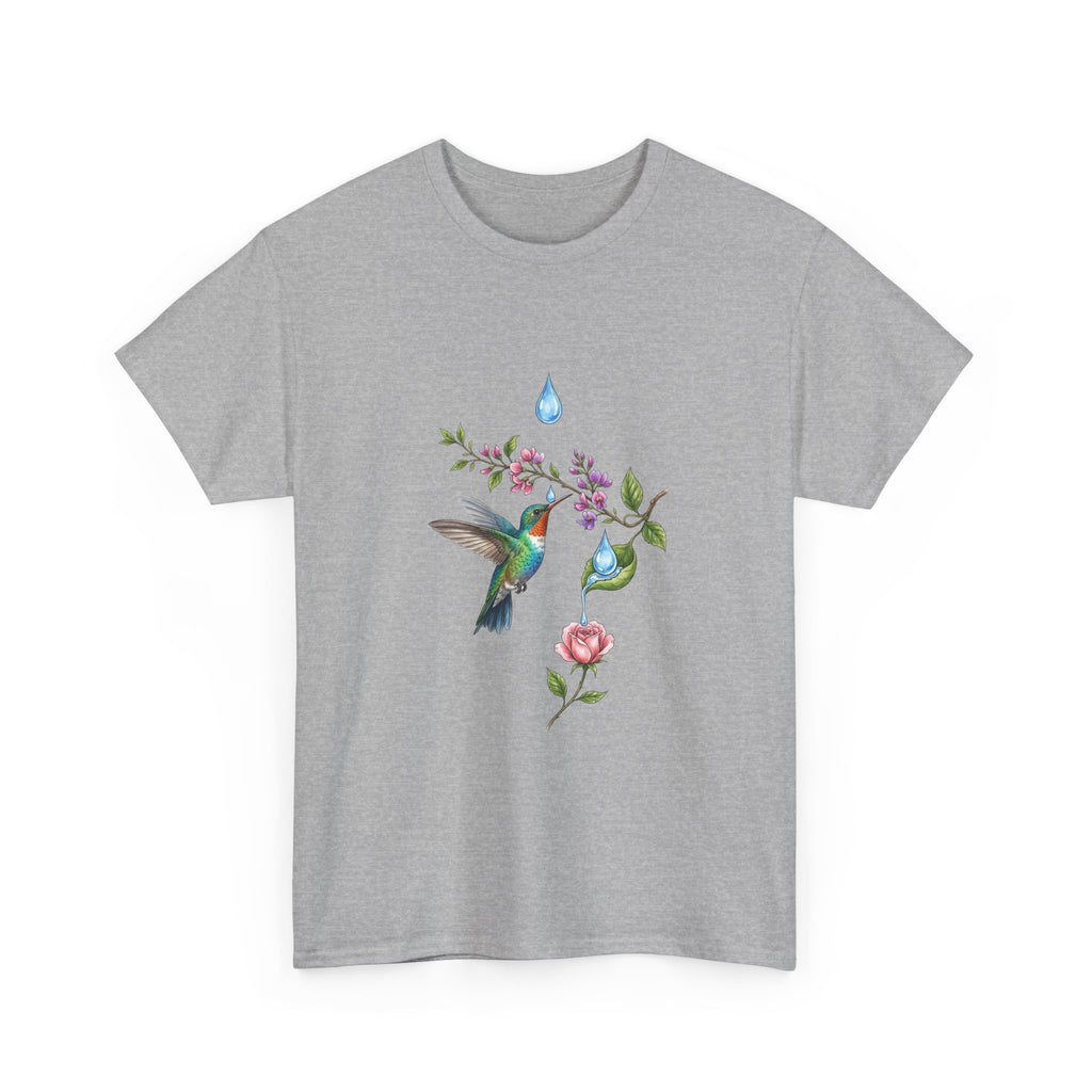 Hummingbird & Floral Tee — Watercolor Garden Shirt