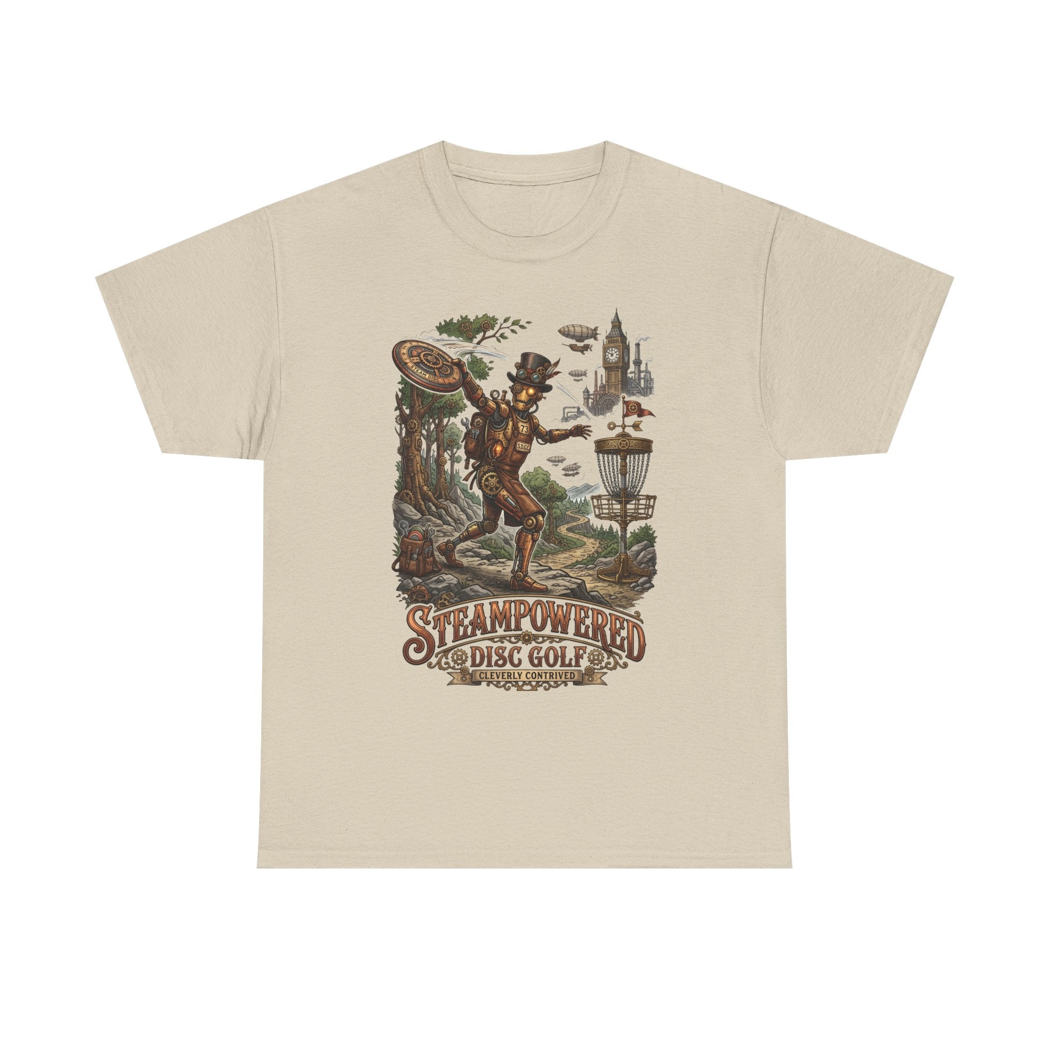 Steampunk Disc Golf T-Shirt – "Steampowered Disc Golf" Vintage Style
