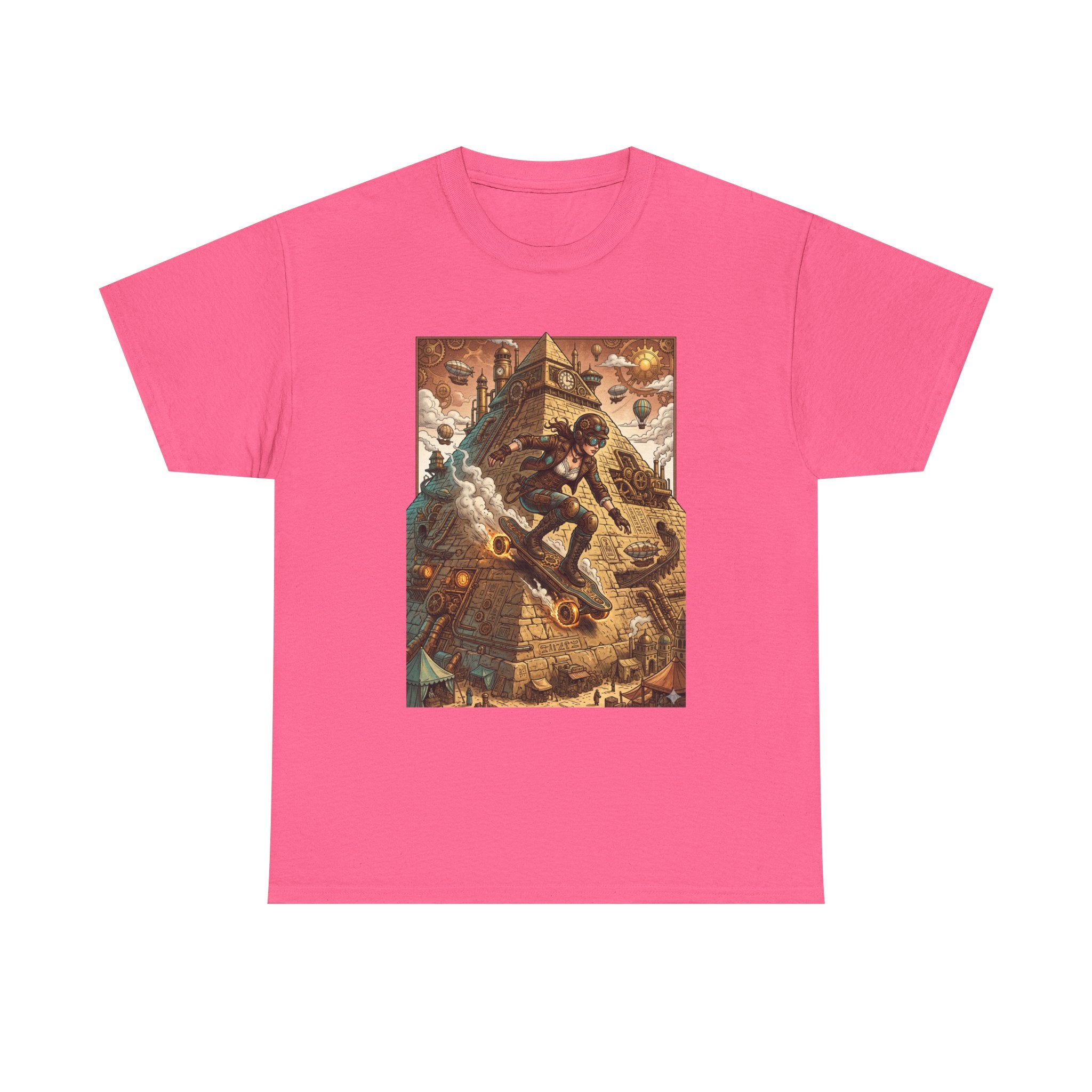 Steampunk Girl Skateboarder Art Print Tee Pyramid