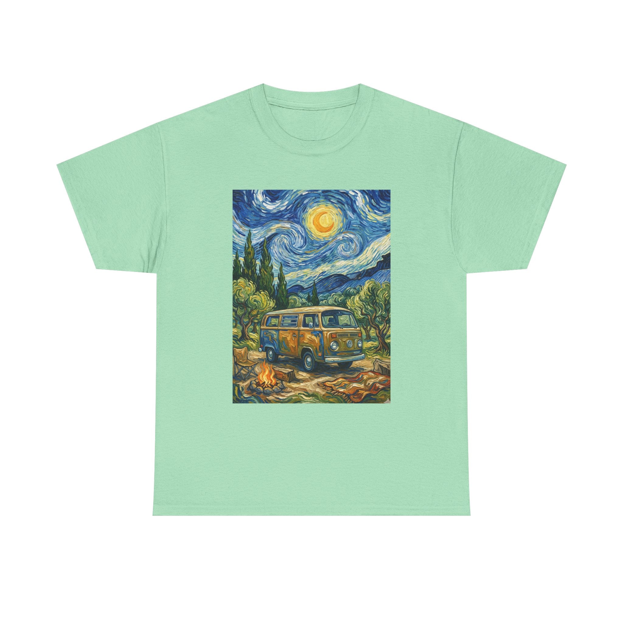 Van Gogh Night Van T-Shirt — Vintage Camper Starry Sky Tee