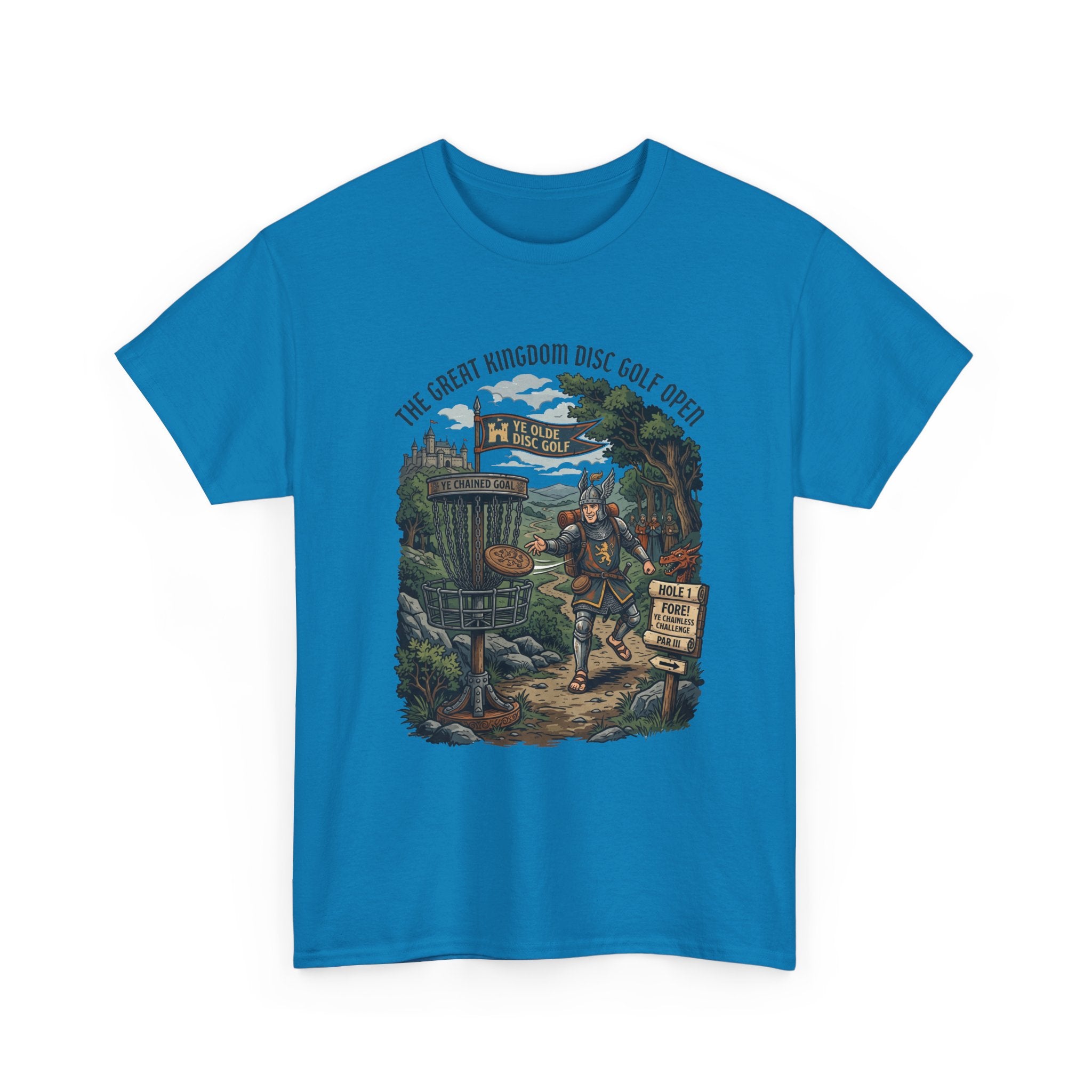 Medieval Disc Golf Adventure Tee — "The Great Kingdom Disc Golf Open" Graphic Shirt