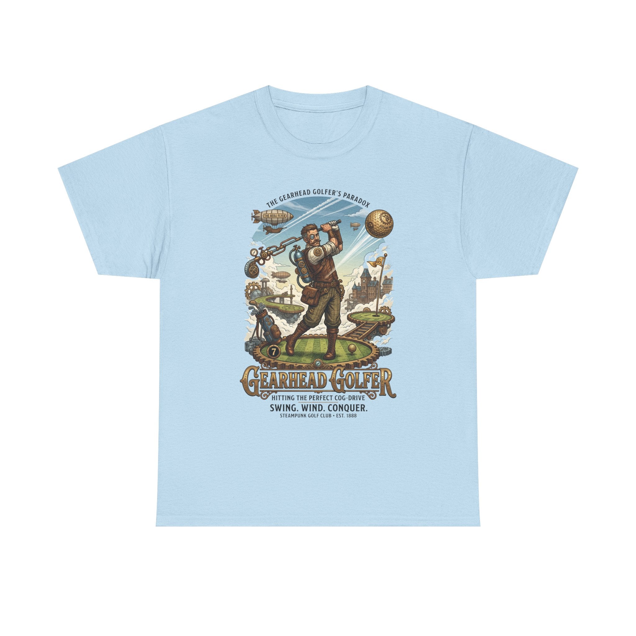 Steampunk Golf T-Shirt - 'Gearhead Golfer' Vintage Car & Golf Humor Tee