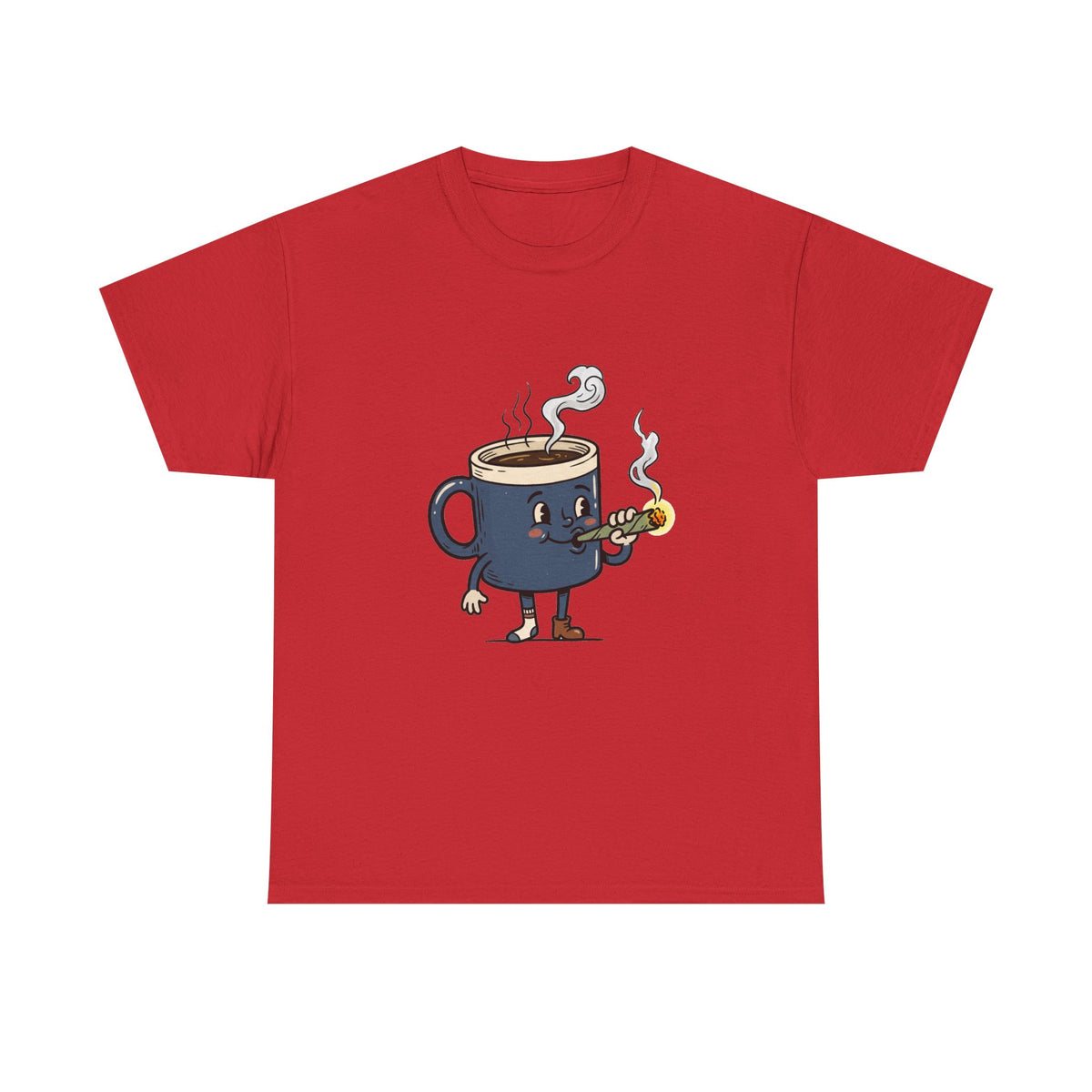 1 Coffee and a Joint Character Tee — Funny Smoking Joint Cartoon Shirt