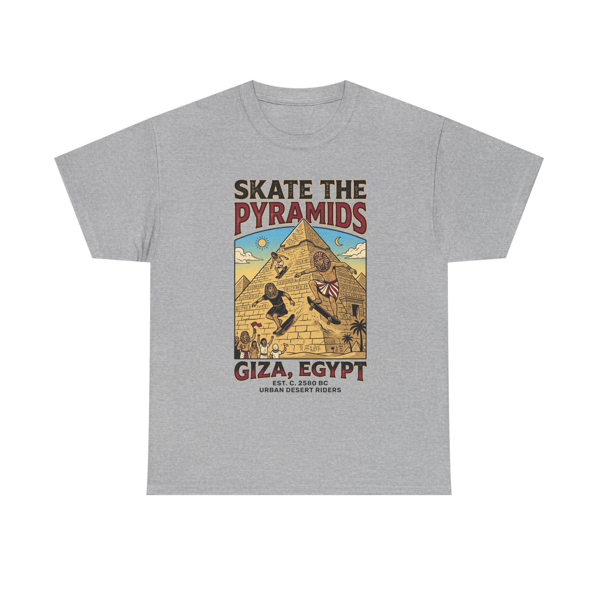 Skate The Pyramids Tee — Giza Egypt Skateboarding Graphic T-Shirt